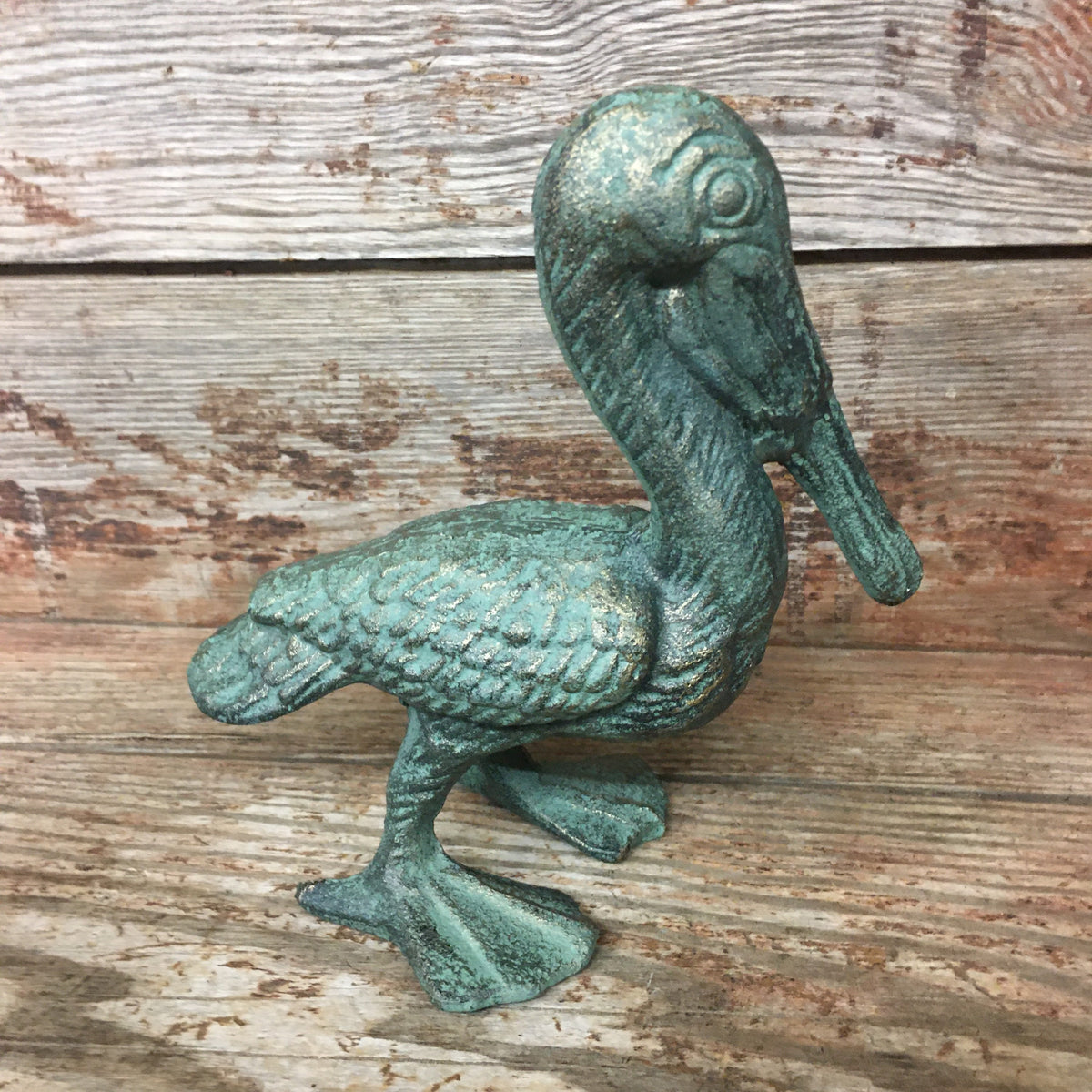 Cast Iron Pelican Statue Lawn Yard Art Bird Beach Nautical Coastal Decor