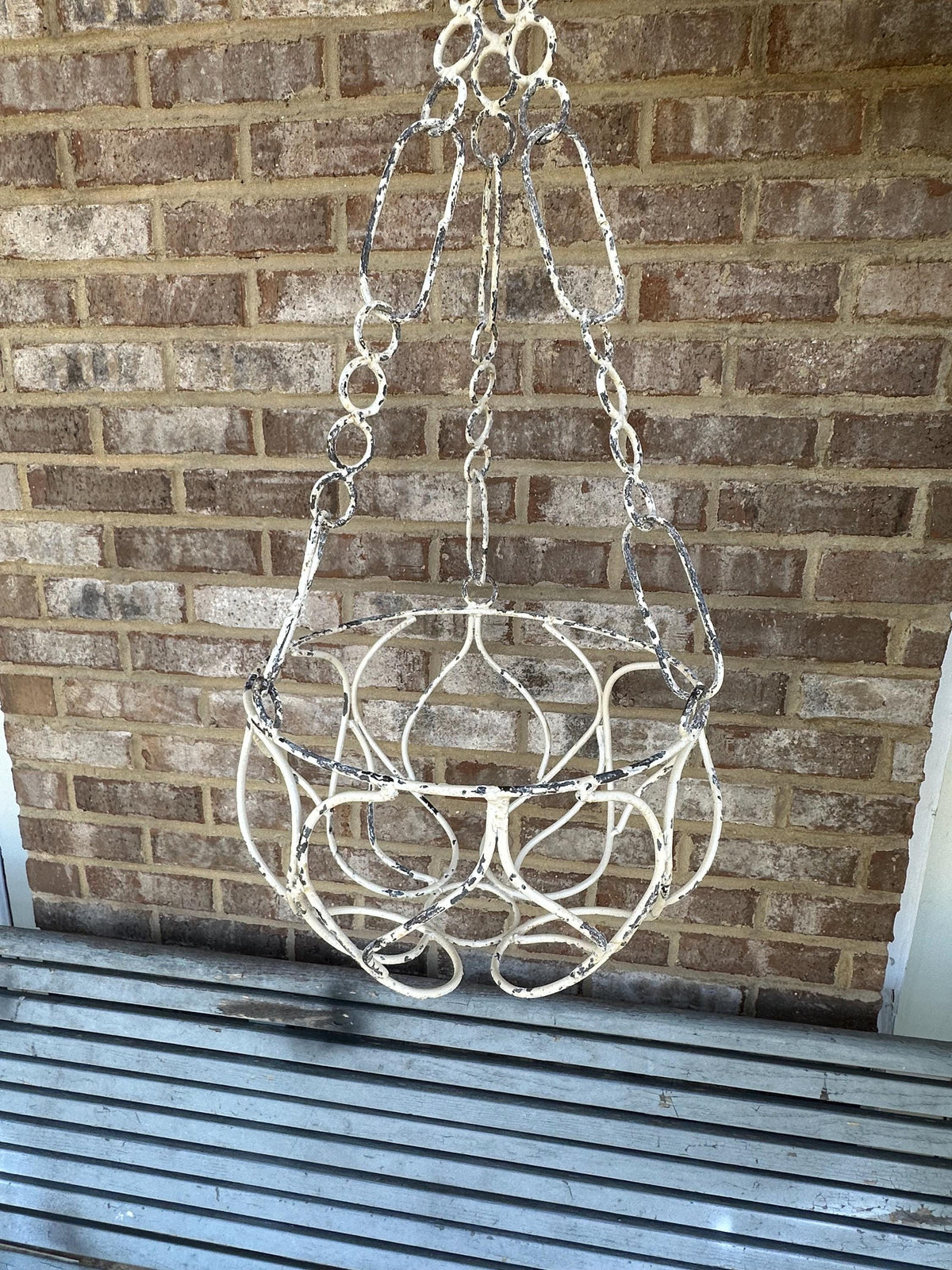 Rustic Hanging Metal Basket Planter Root Garden Yard Porch Art Ornate