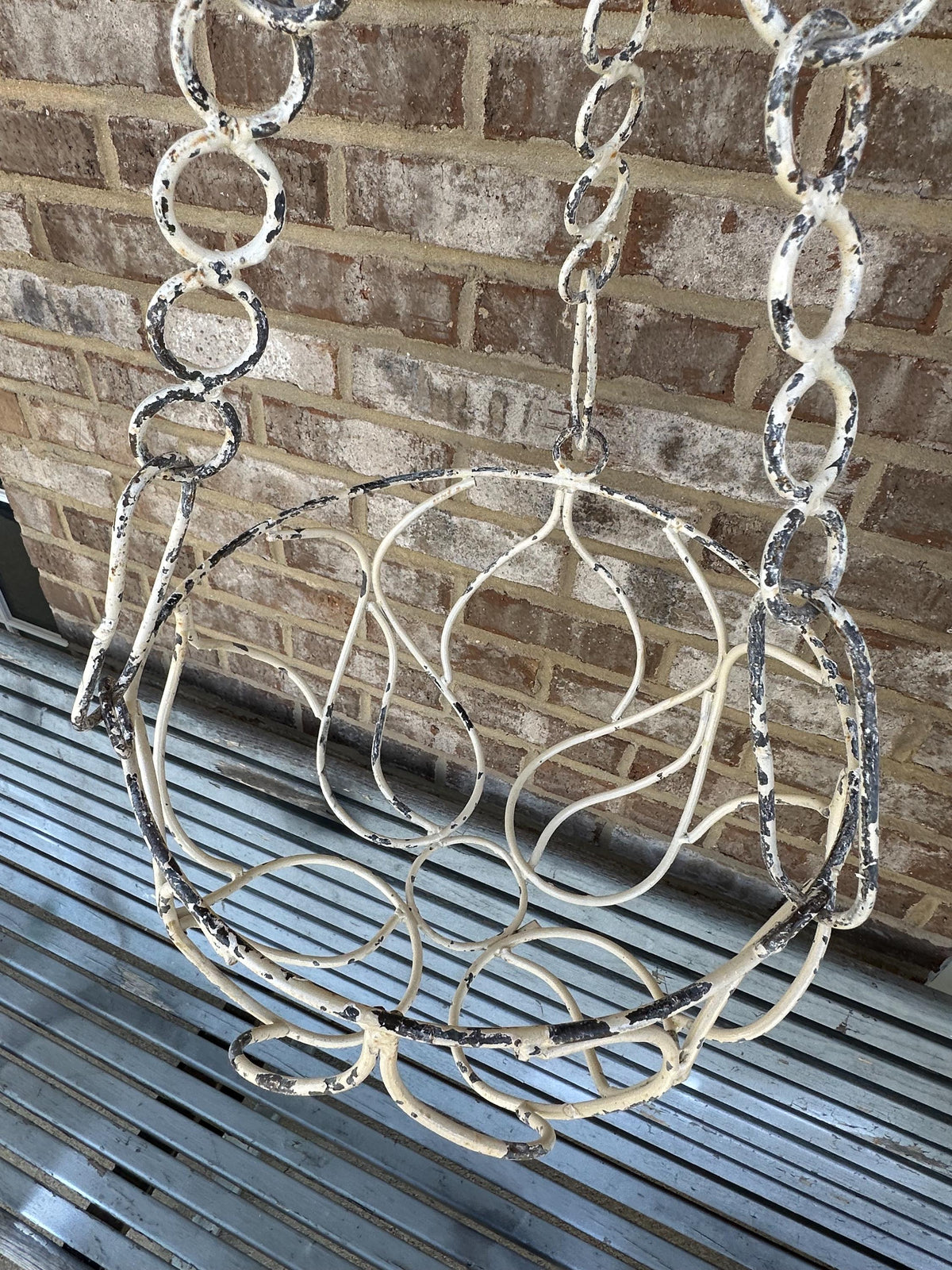 Rustic Hanging Metal Basket Planter Root Garden Yard Porch Art Ornate