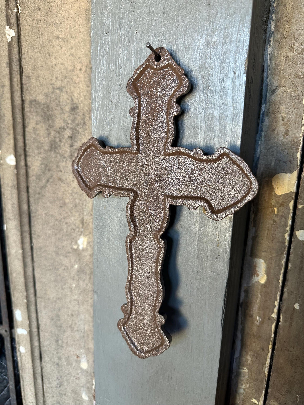 Ornate Cast Iron 10” Cross Wall Hanging