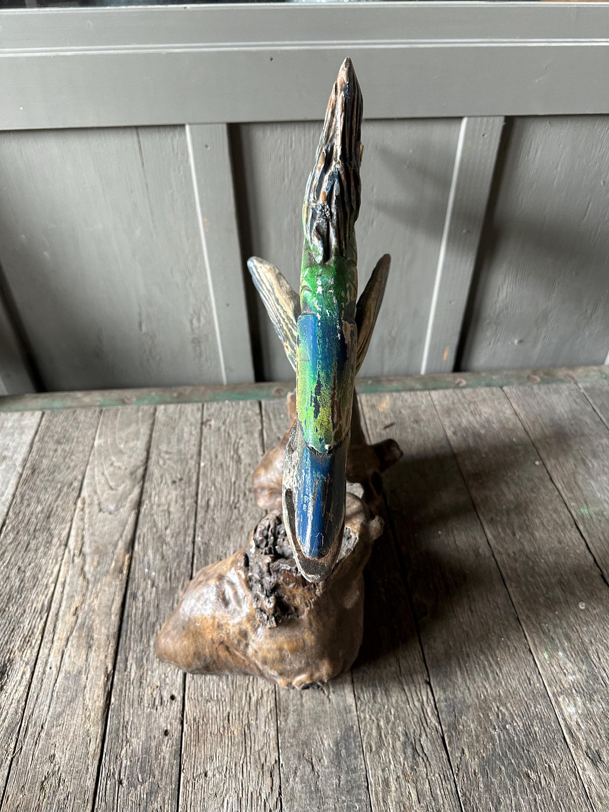 Large Hand-Carved Wooden Fish Statue Sculpture Rustic Chic Art Beach Lake House