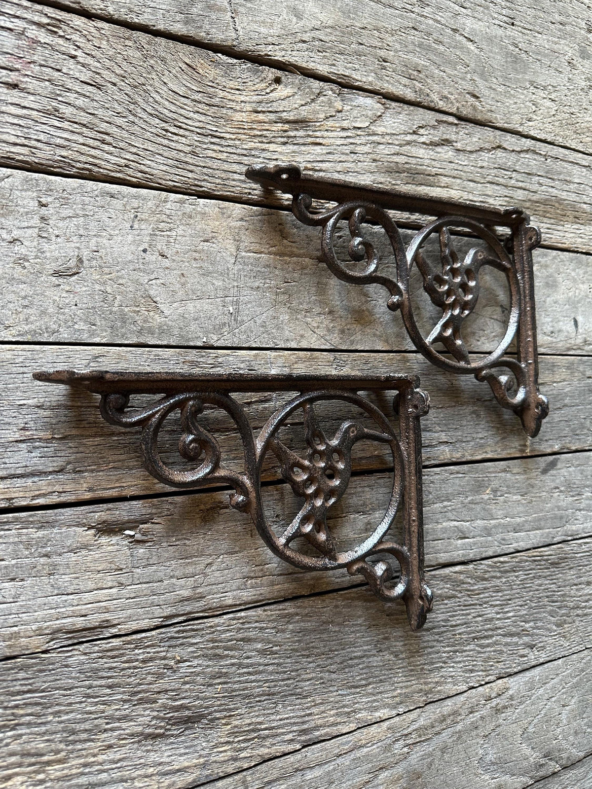 Set Of 2 - Cute Hummingbird Cast Iron Shelf Bracket
