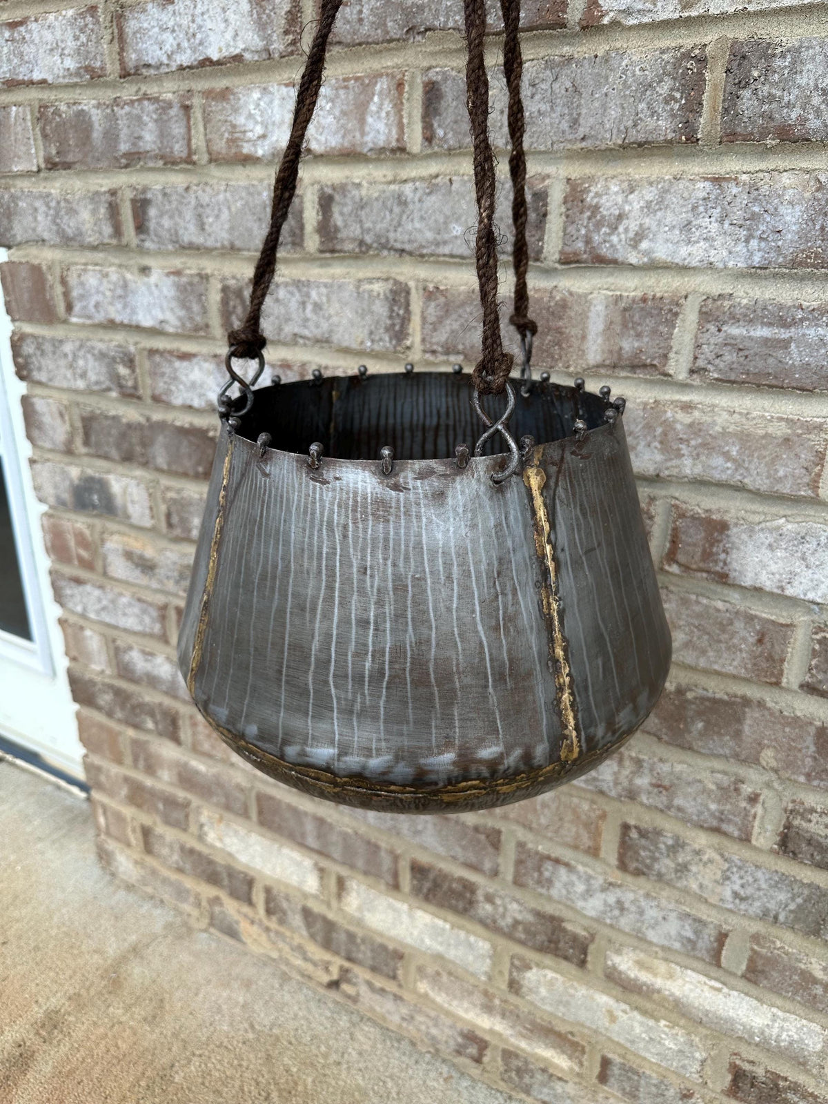 Rustic Handmade Metal & Hanging Rope Planter