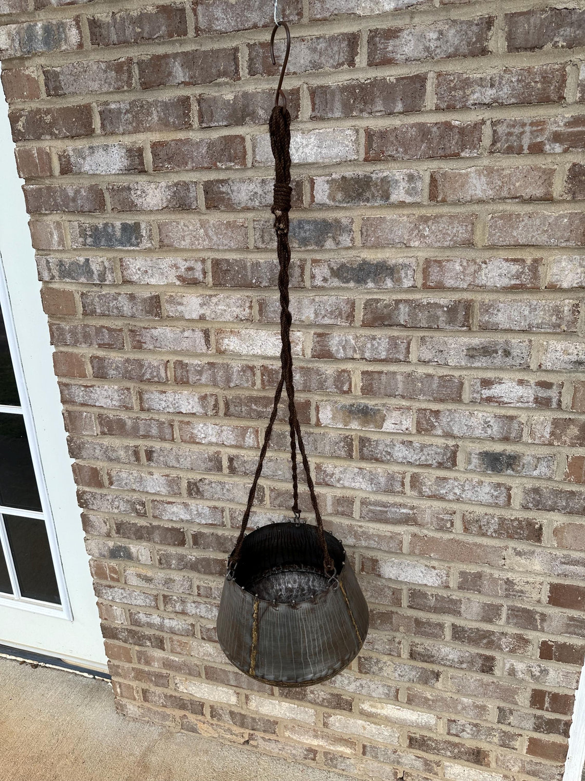 Rustic Handmade Metal & Hanging Rope Planter