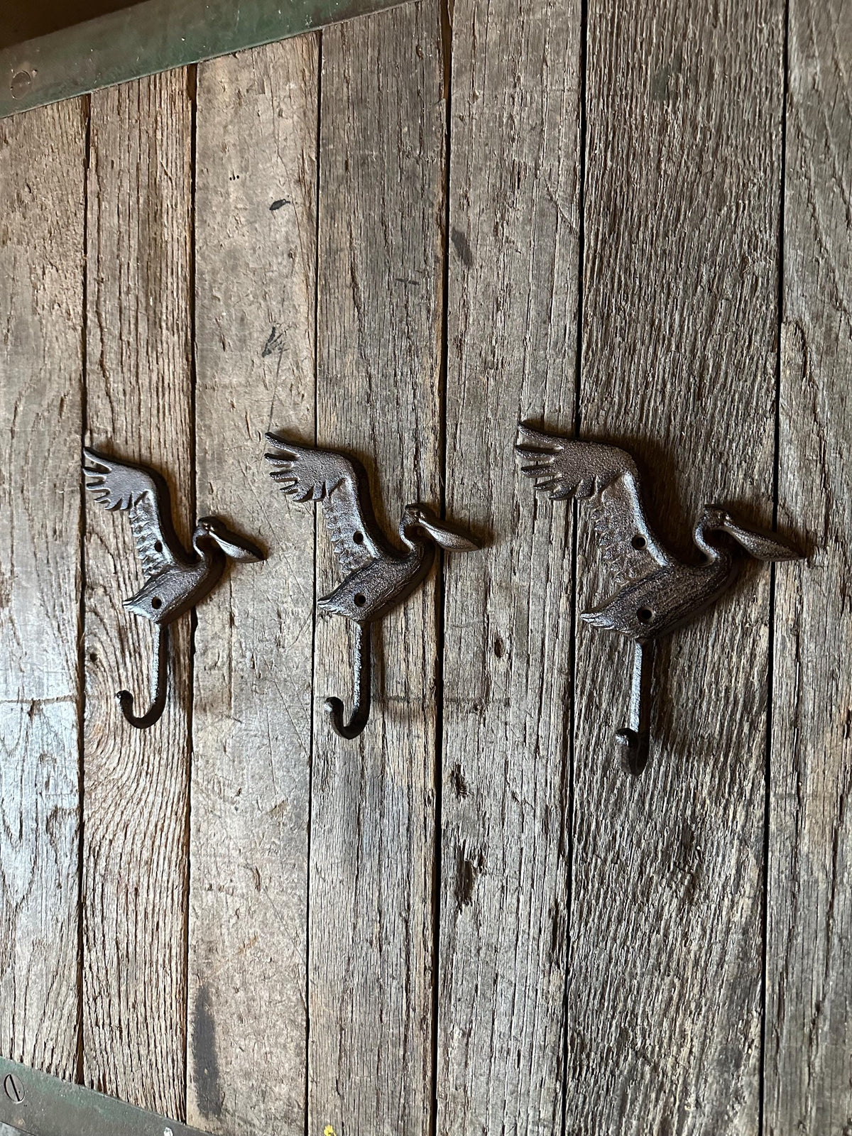 Set Of 3 - Cast Iron Pelican Hanger Hooks