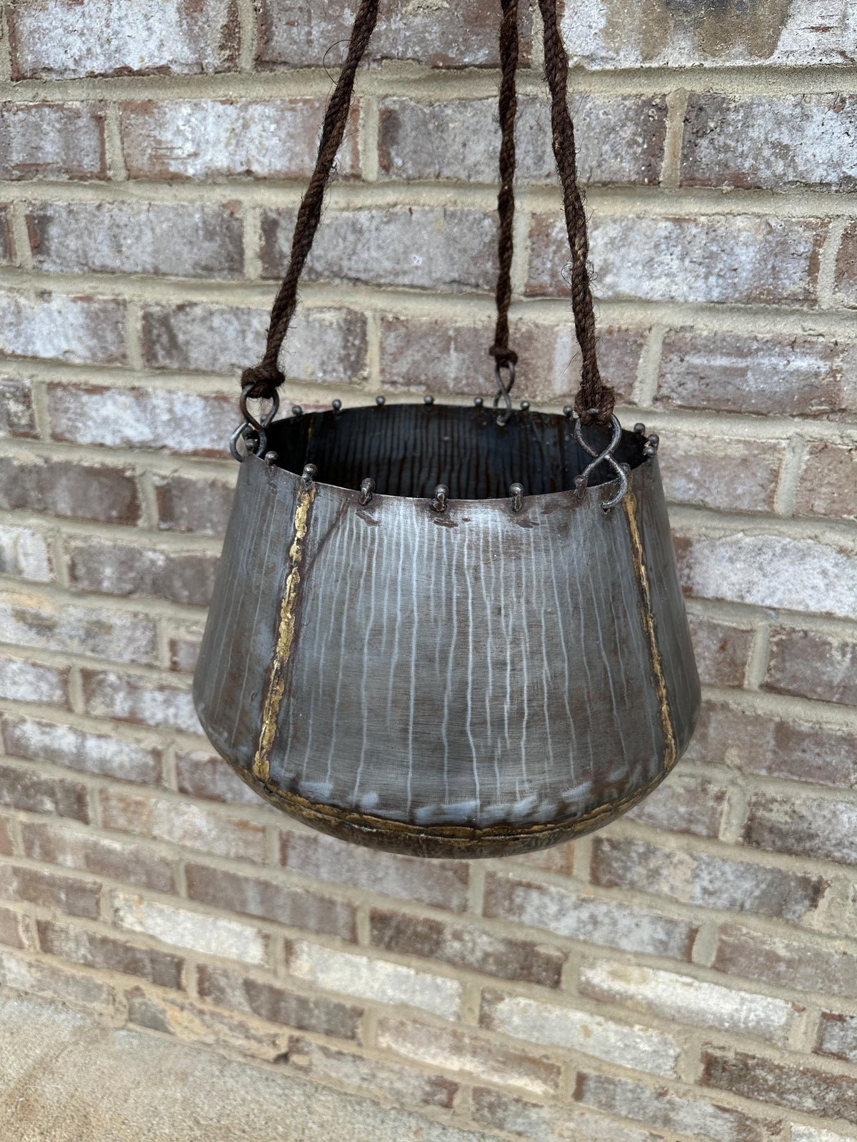 Rustic Handmade Metal & Hanging Rope Planter