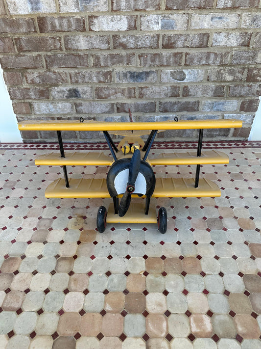 Antique Style Hanging Metal Airplane - Biplane Aircraft