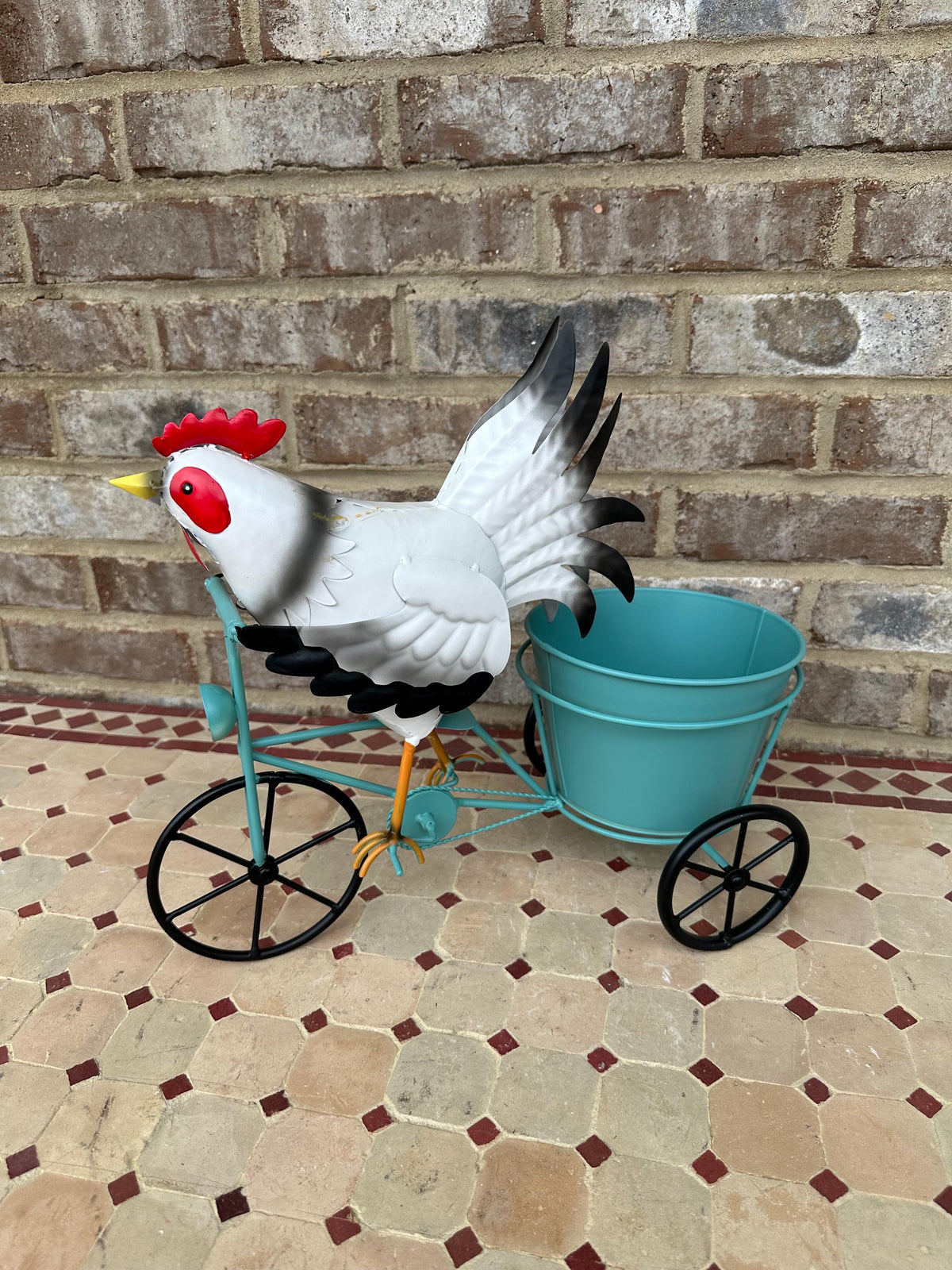 Cute Chicken On Tricycle Planter Pot - Lawn Garden Yard Porch Patio Art Bicycle