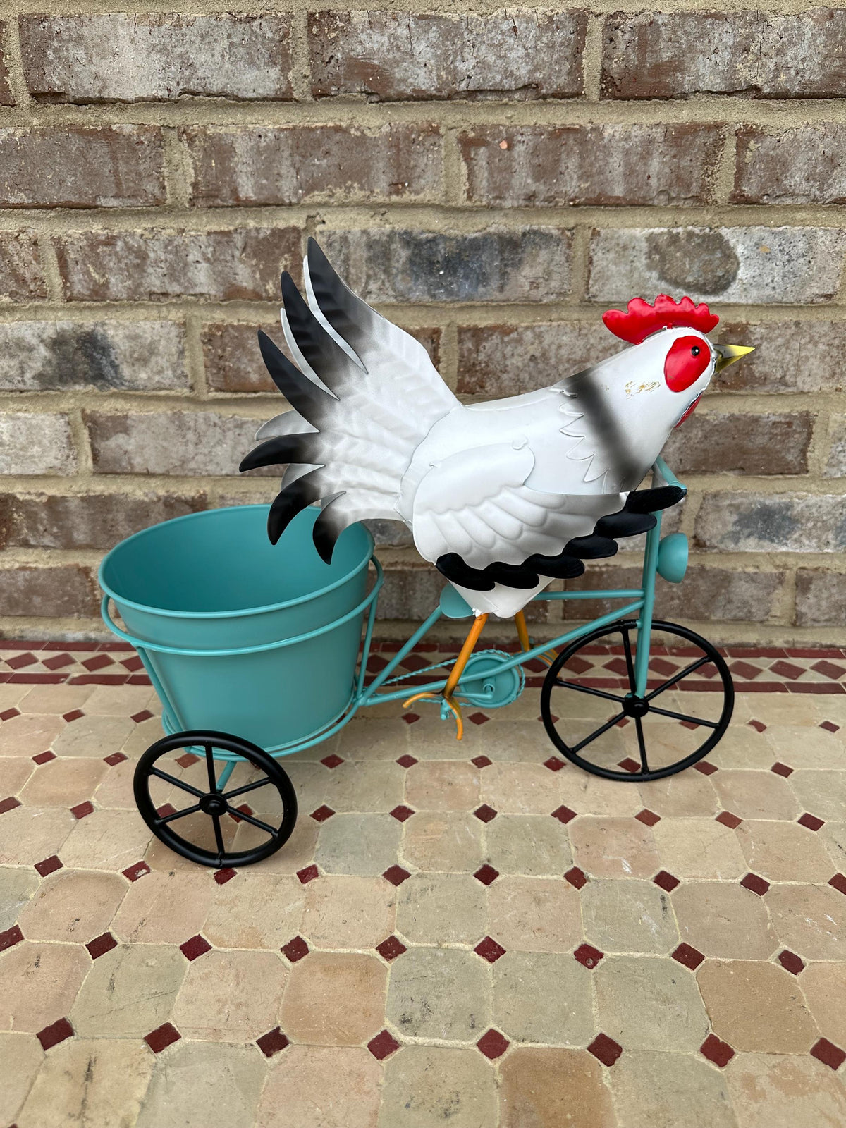 Cute Chicken On Tricycle Planter Pot - Lawn Garden Yard Porch Patio Art Bicycle