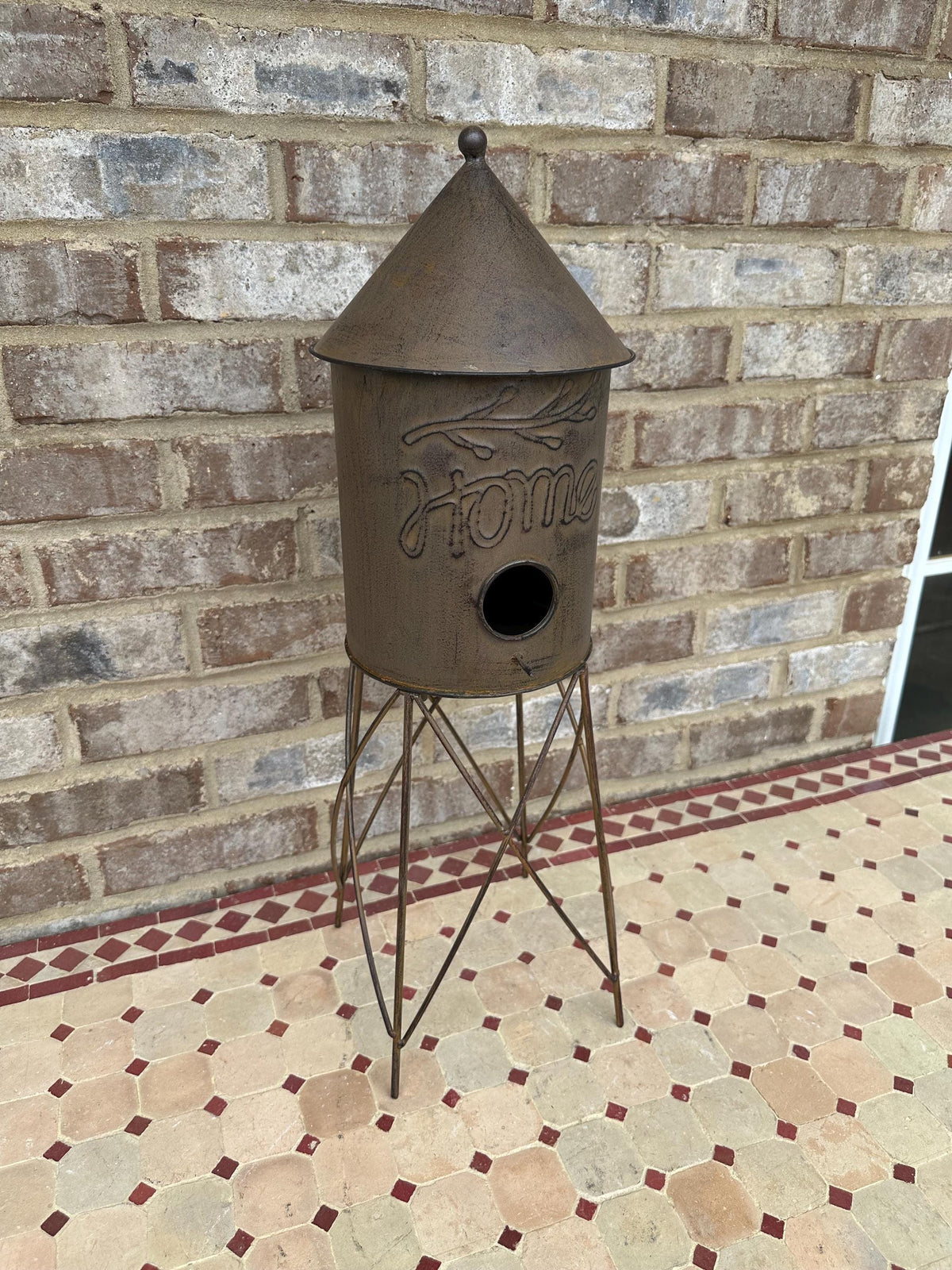 Large 24” Metal Water Tower Shaped Birdhouse