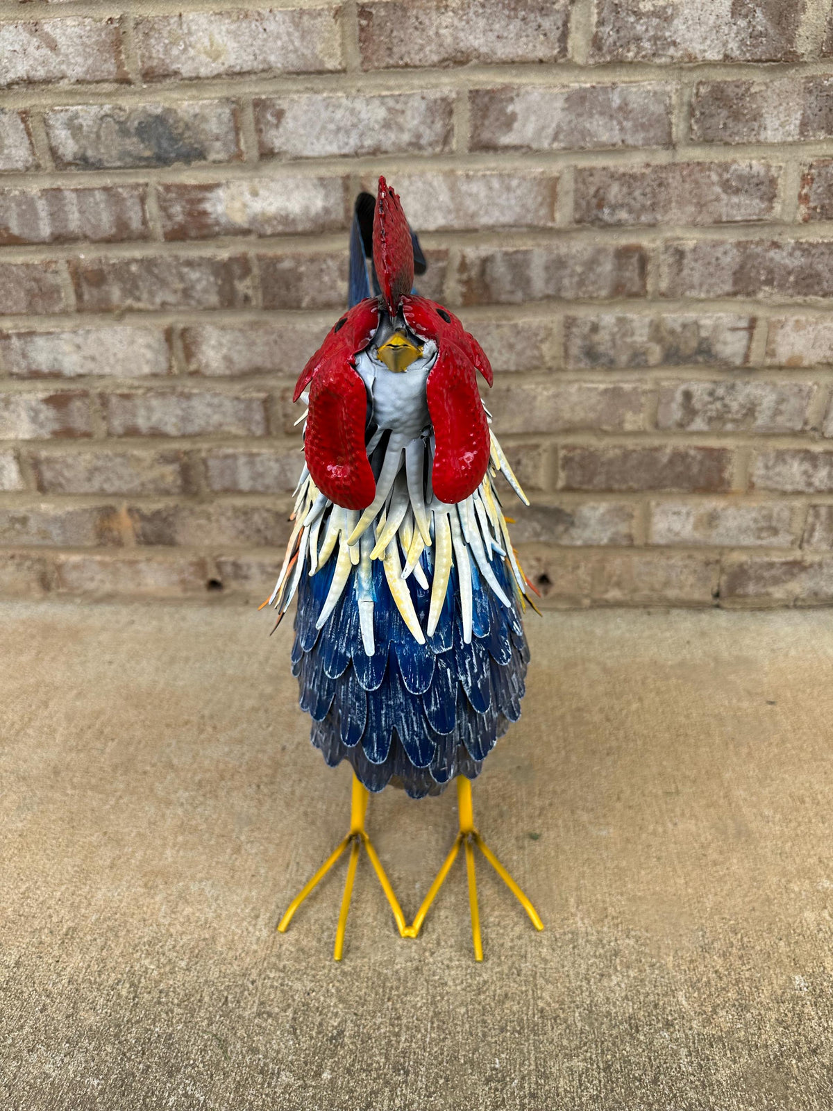 Beautiful Full-Size Colorful 19” Metal Rooster Statue