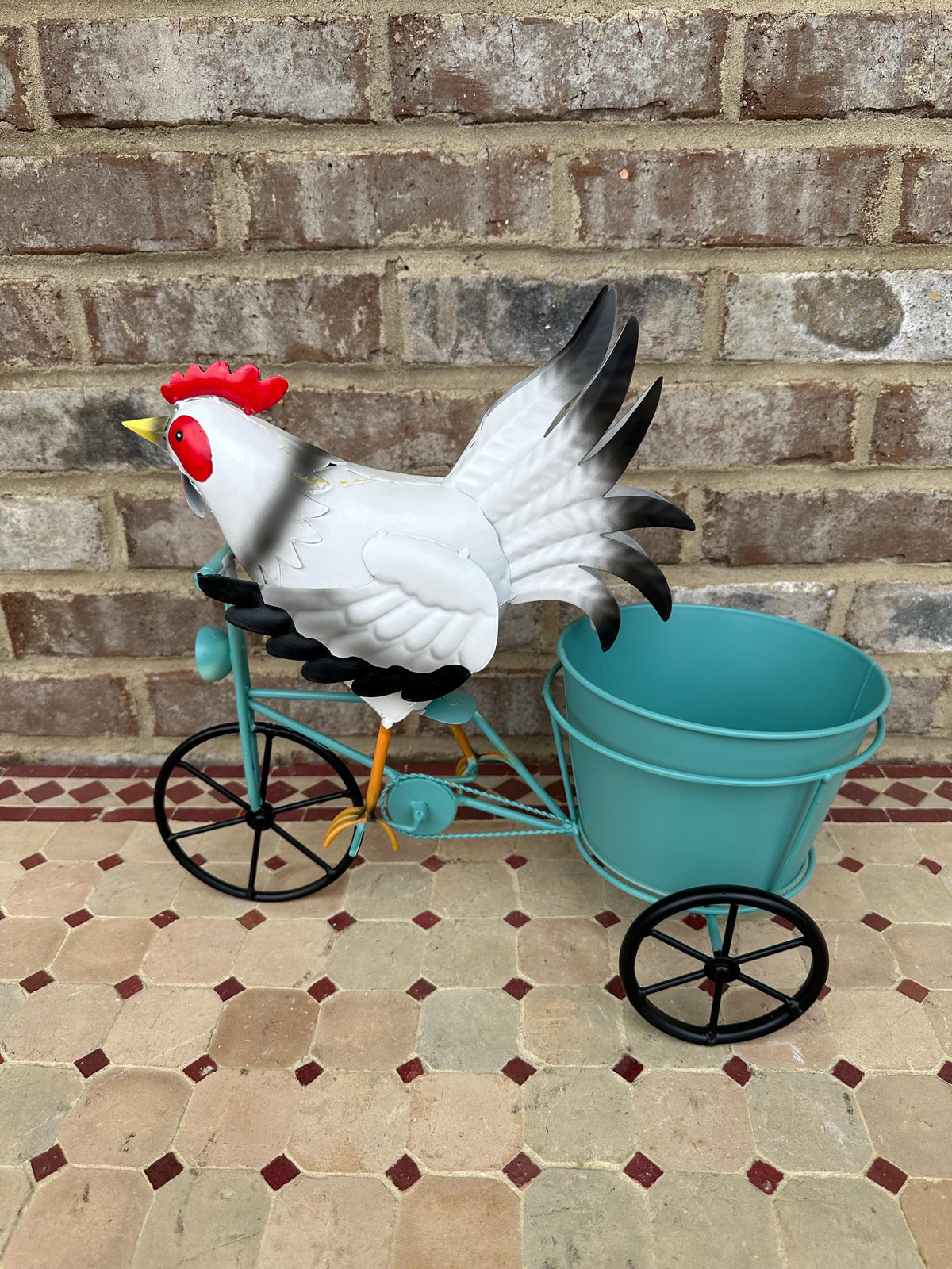 Cute Chicken On Tricycle Planter Pot - Lawn Garden Yard Porch Patio Art Bicycle