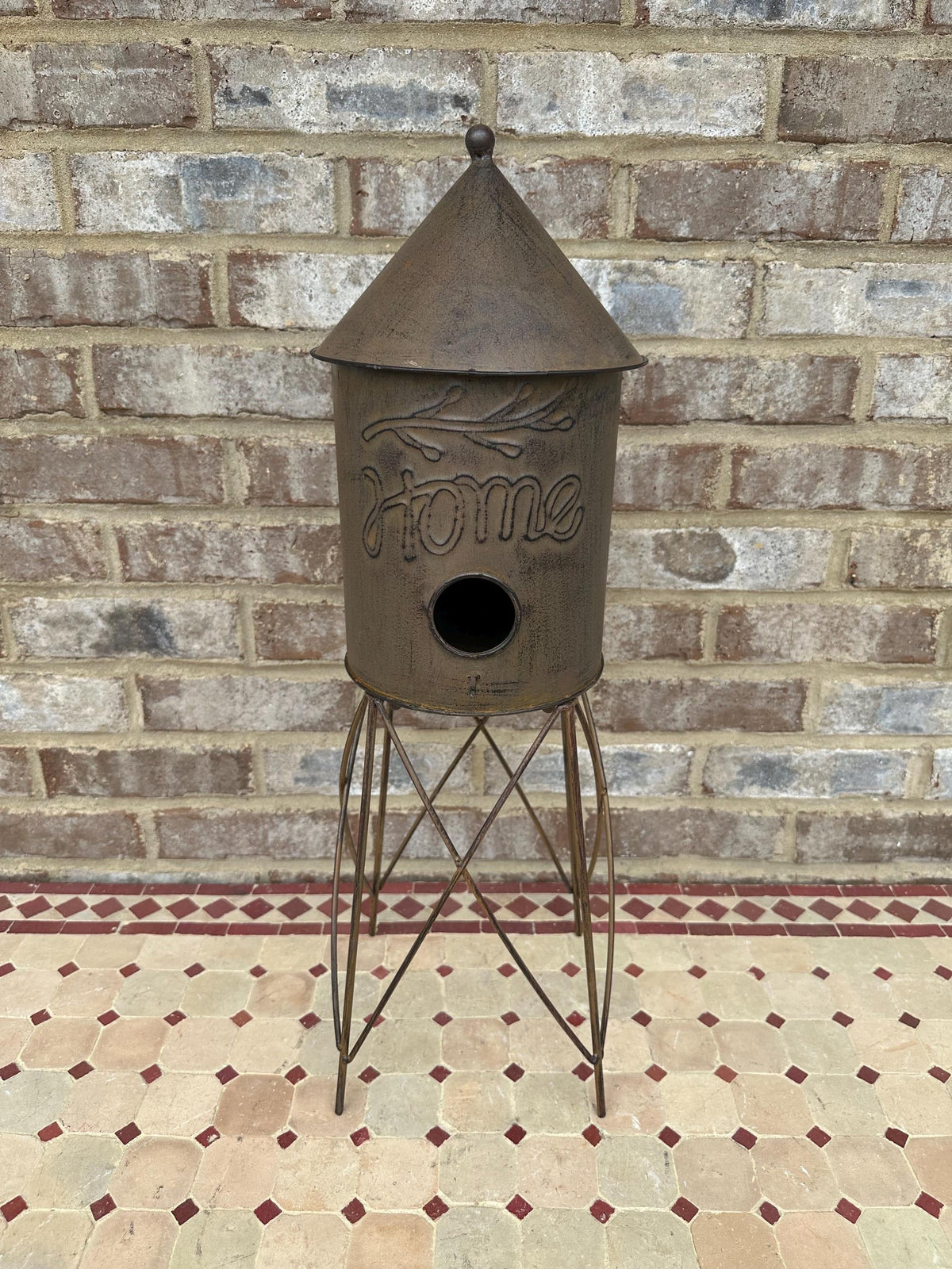 Large 24” Metal Water Tower Shaped Birdhouse