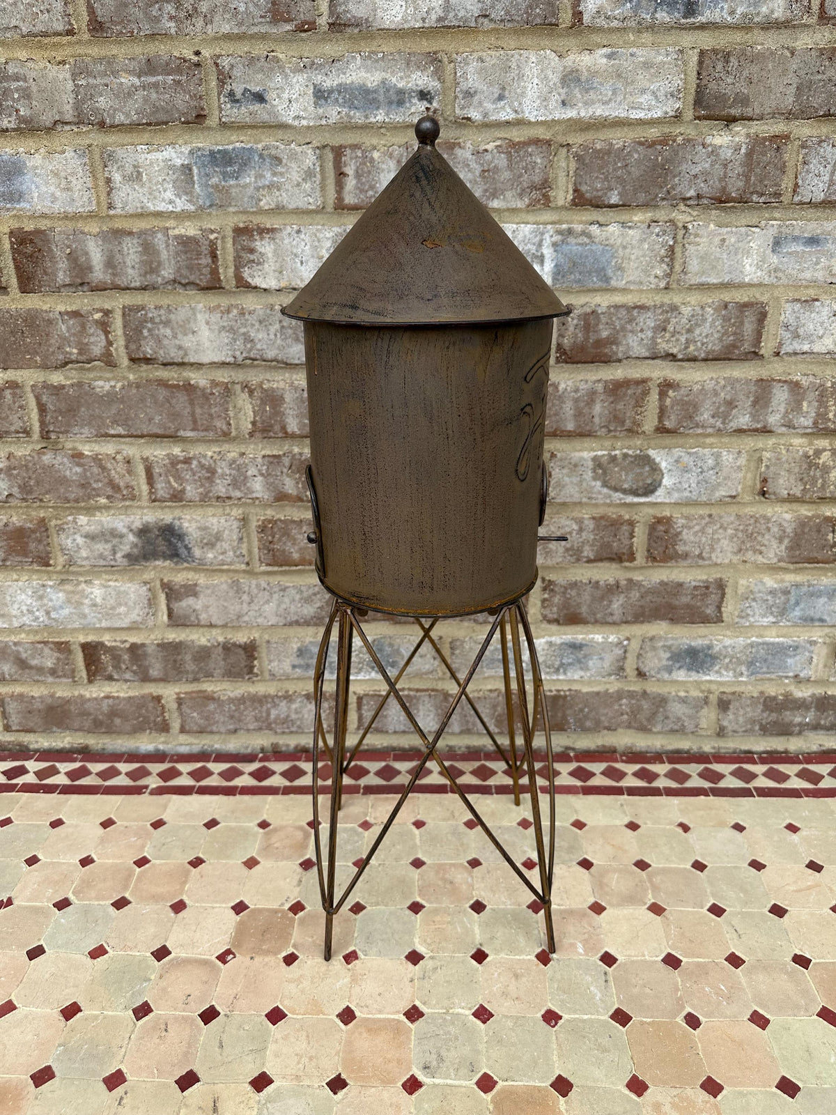 Large 24” Metal Water Tower Shaped Birdhouse