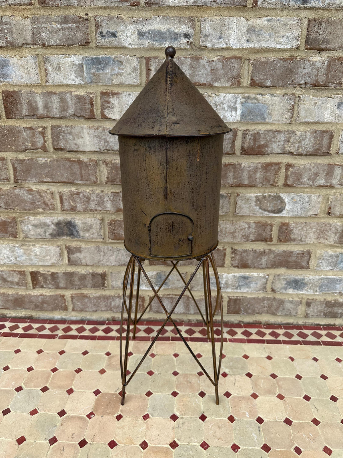 Large 24” Metal Water Tower Shaped Birdhouse
