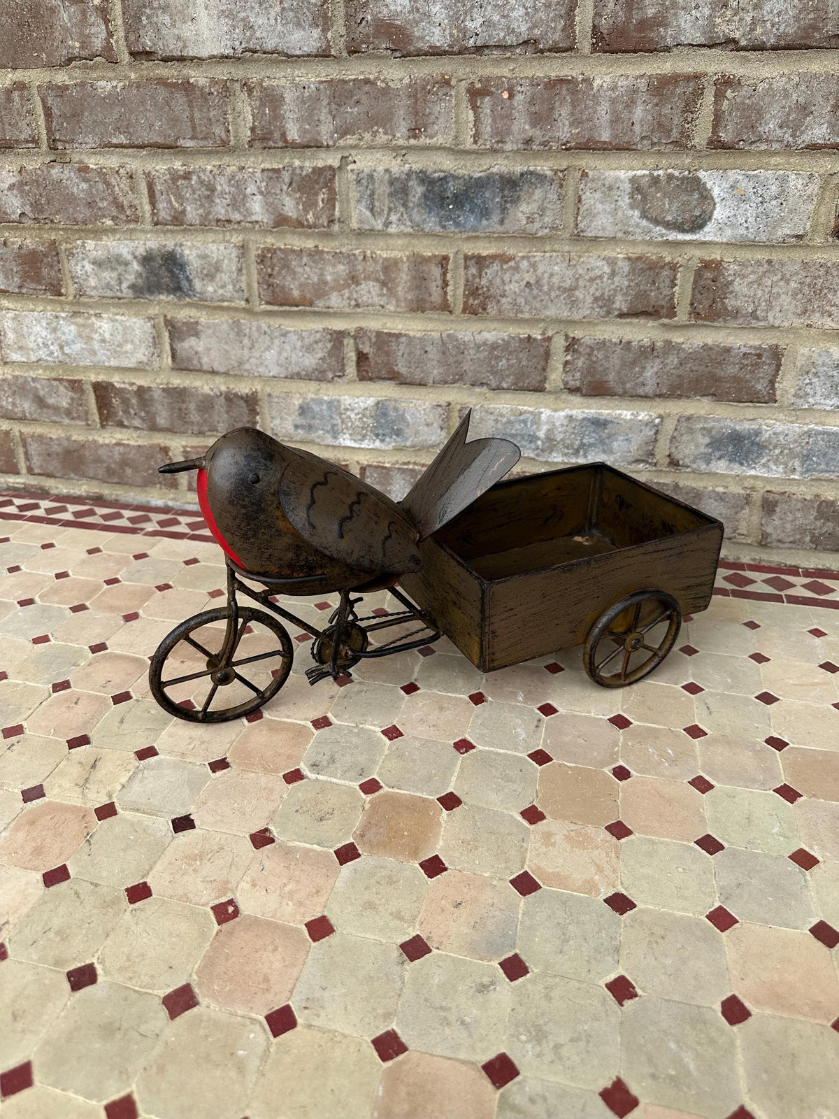 Cute Robin On Tricycle Cart Planter Pot - Lawn Garden Yard Porch Patio Art Bicycle