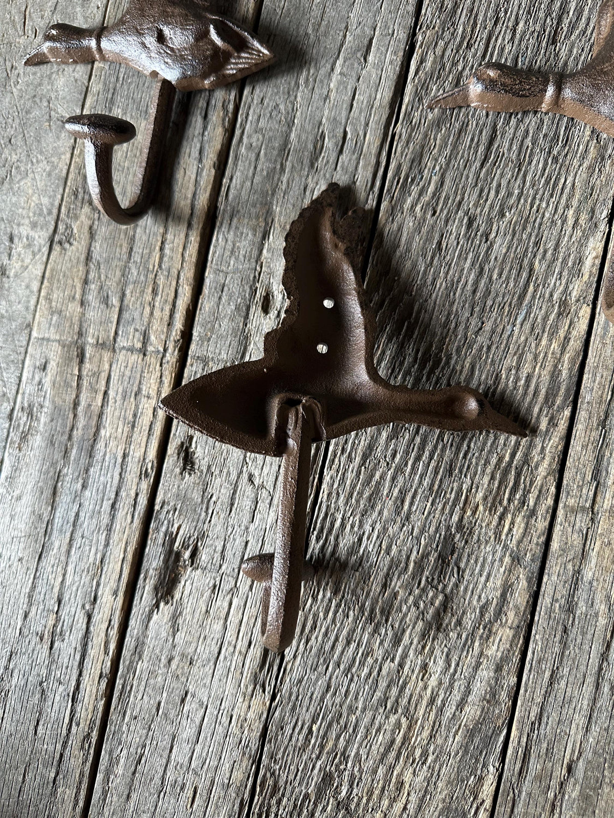 Set Of 3 - Cast Iron Flying Duck Wall Hook - Rustic Cabin Decor Mountain Lake Forest Entryway Towel Key Hanger