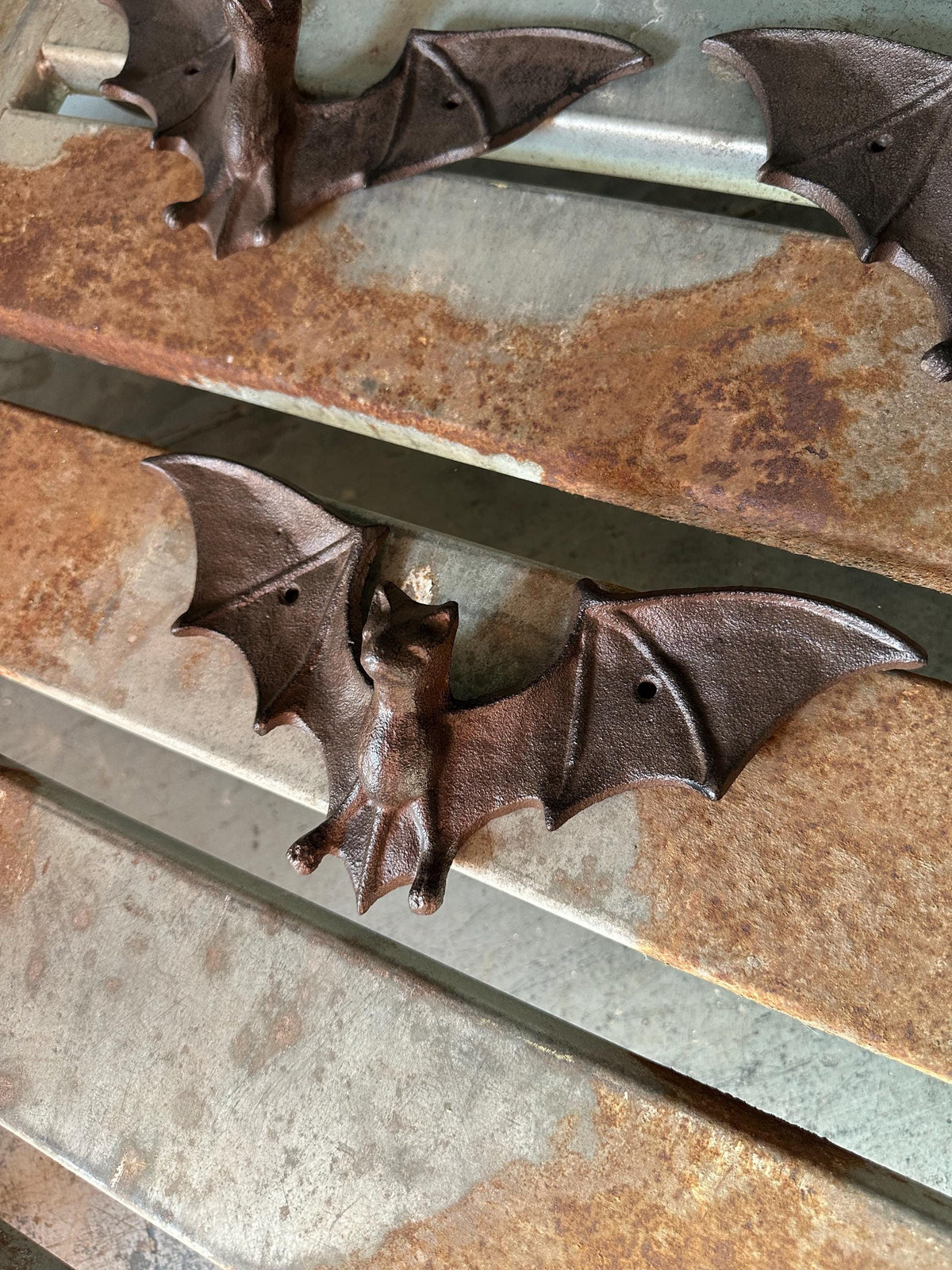 Large Cast Iron Life-Size Bat Hanger Hooks