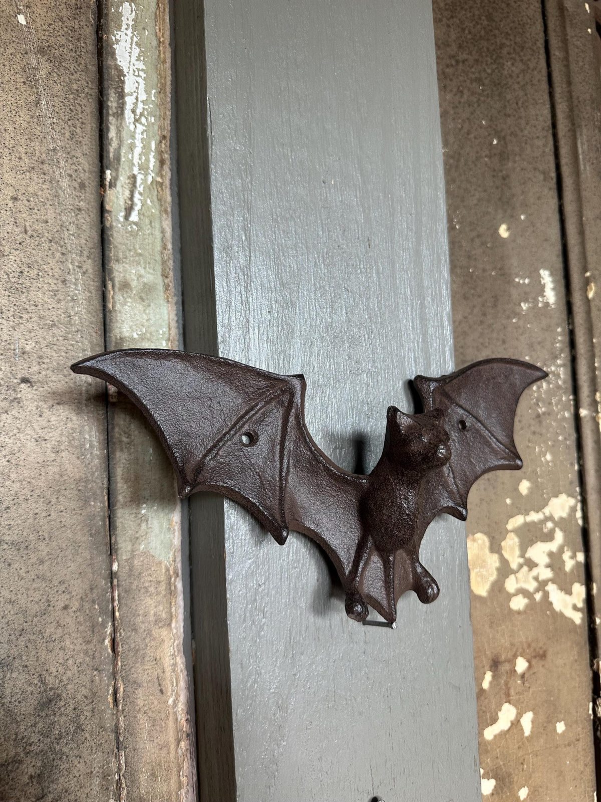 Large Cast Iron Life-Size Bat Hanger Hooks
