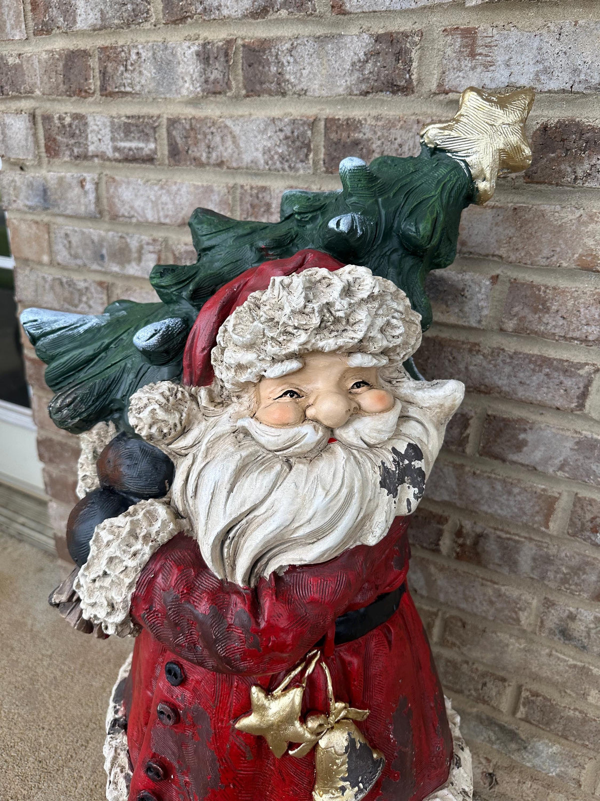Huge Whimsical 33” Stone Style Santa Claus Statue