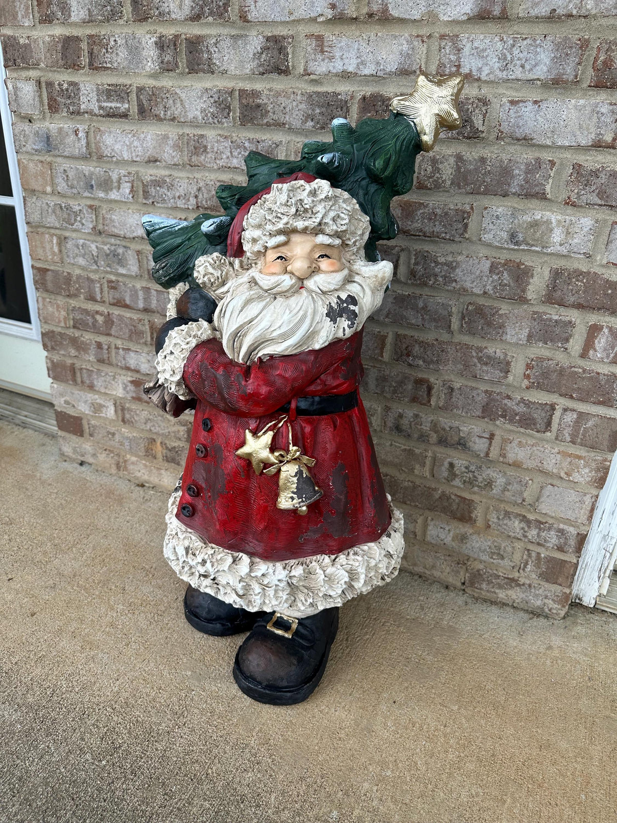 Huge Whimsical 33” Stone Style Santa Claus Statue