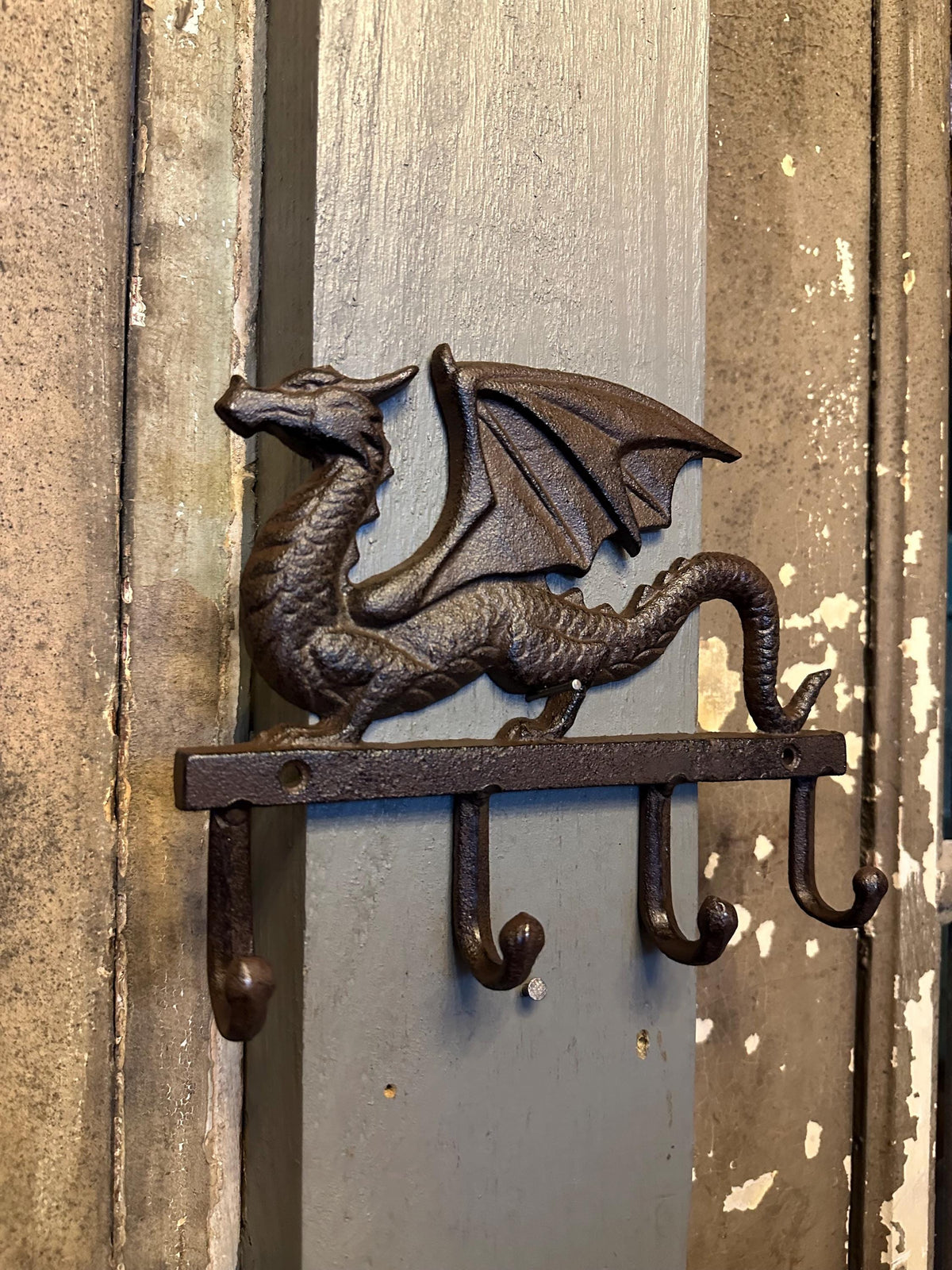 Large Cast Iron 4 Hook Dragon Hanger Hooks