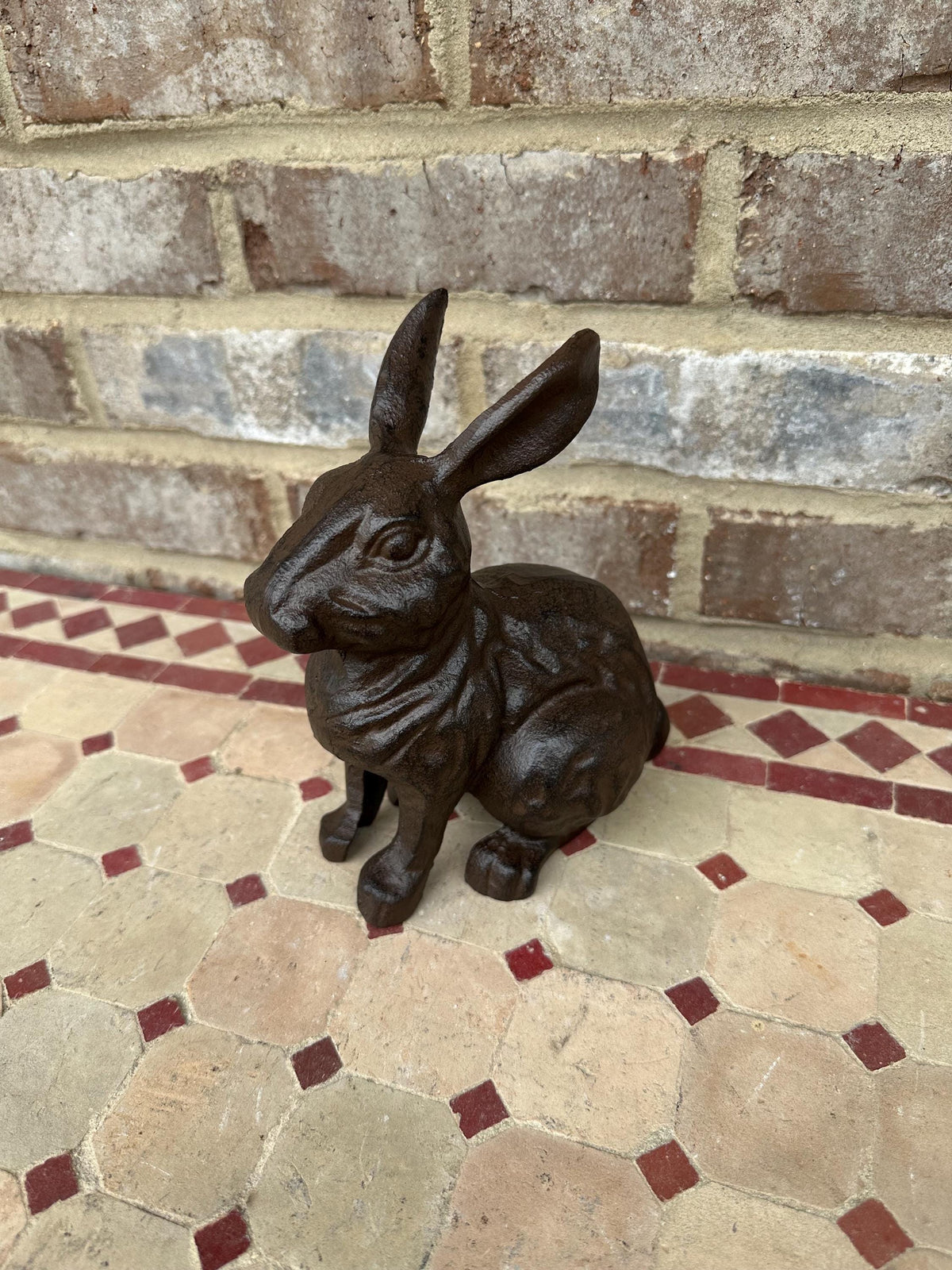 Large 7” Cast Iron Rabbit Statue - Figurine Doorstop Shelf Art Figure Bunny Easter Spring Farm Farmhouse Antique Style