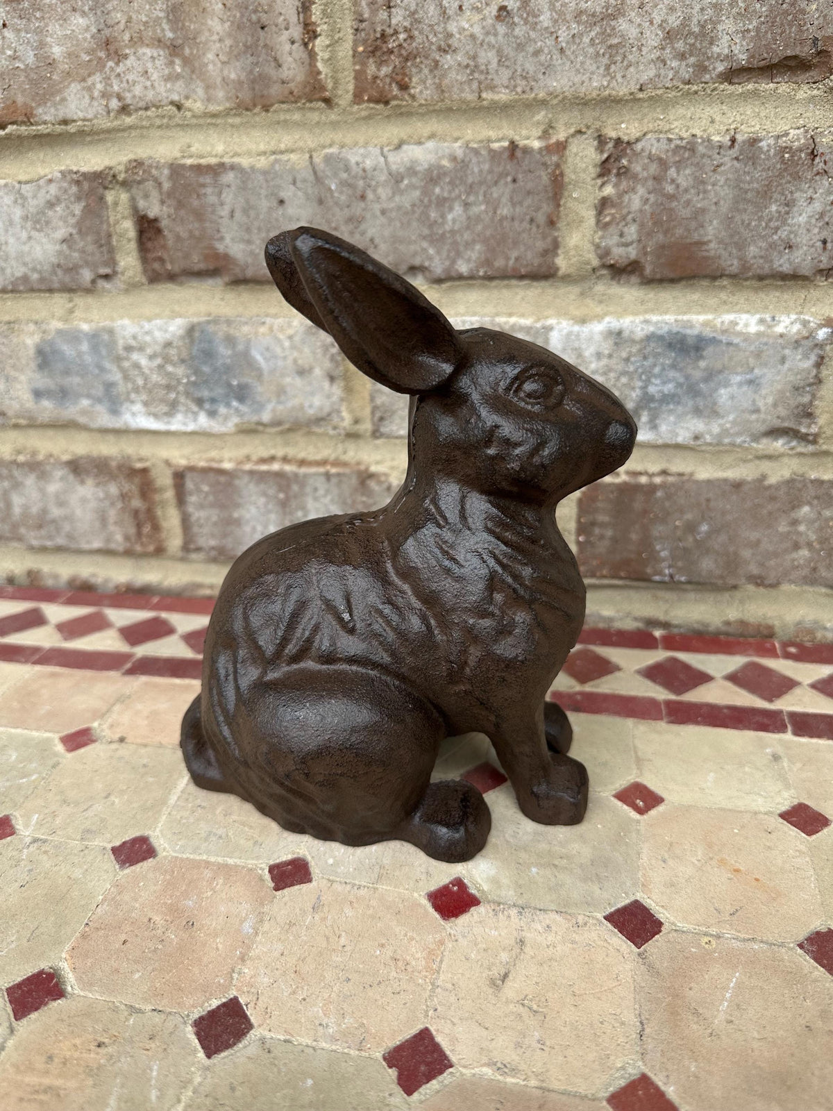 Large 7” Cast Iron Rabbit Statue - Figurine Doorstop Shelf Art Figure Bunny Easter Spring Farm Farmhouse Antique Style
