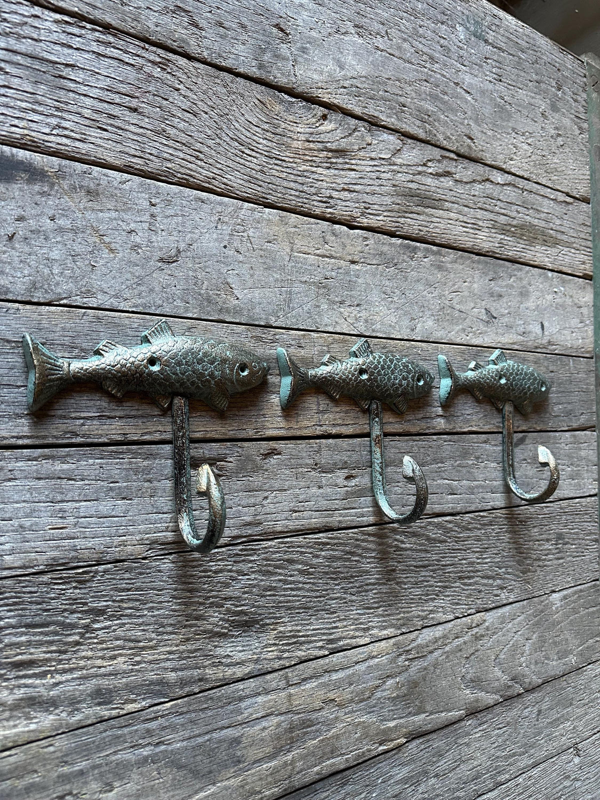 Set Of 3 - Cast Iron Fish Wall Hook Salmon Trout Rustic Cabin Decor Dinner Mountain Forest Entryway Towel Key Hanger