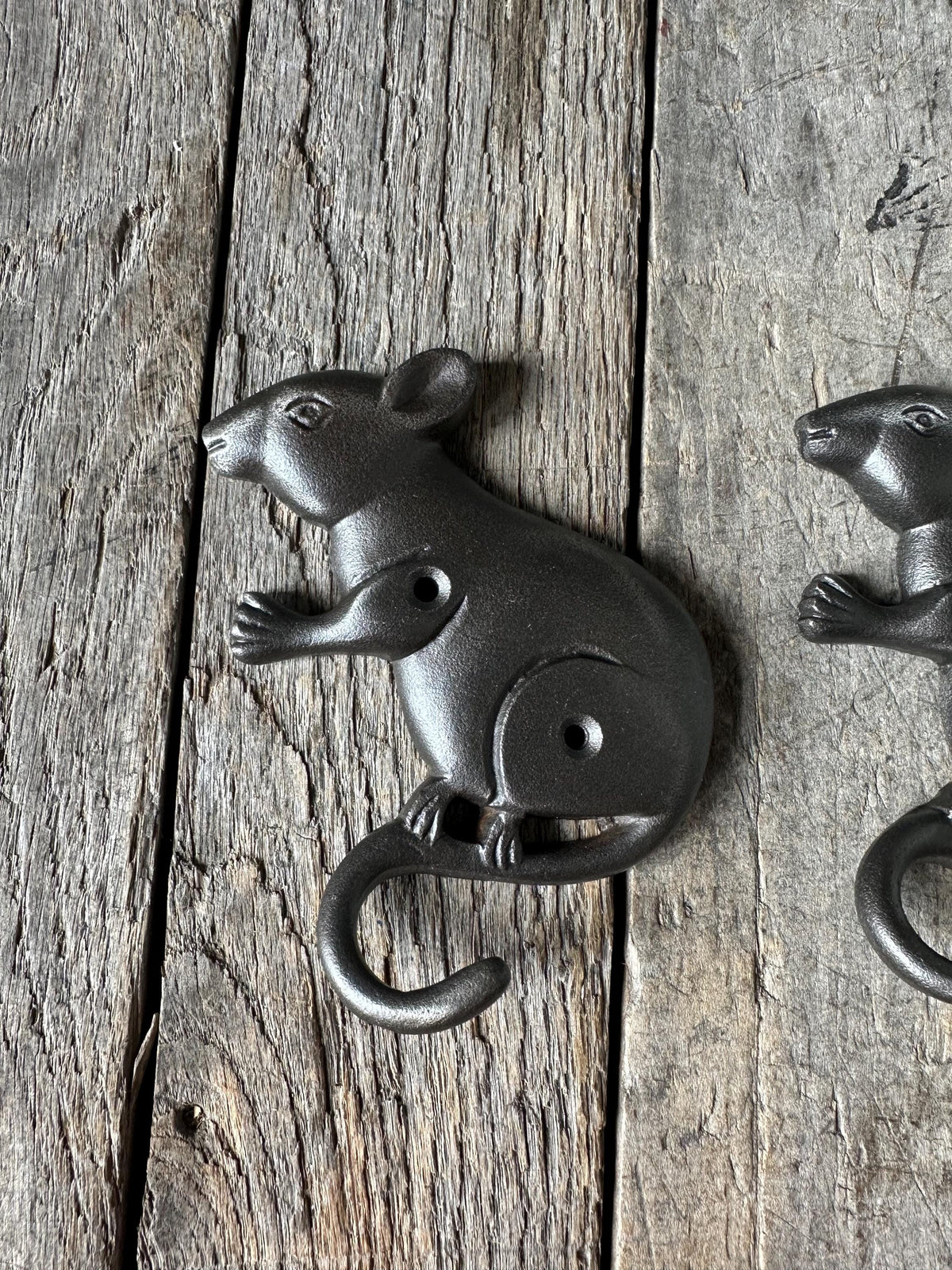 Set Of 3 Cast Iron Mouse Hooks