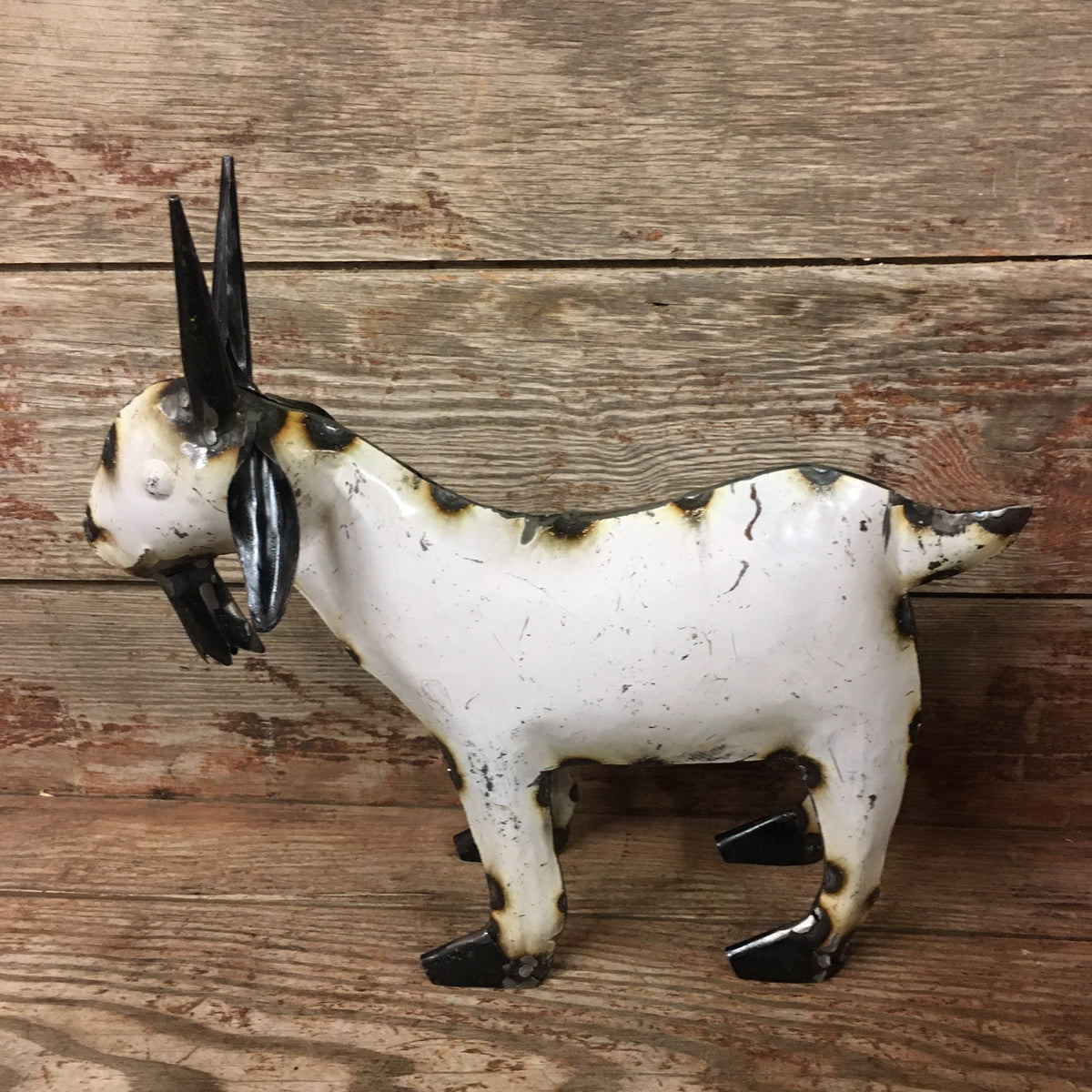 Cute Hand-Made Metal Goat Statue Figurine Folk Art Farmhouse Shic Baby Kid Billy Rustic