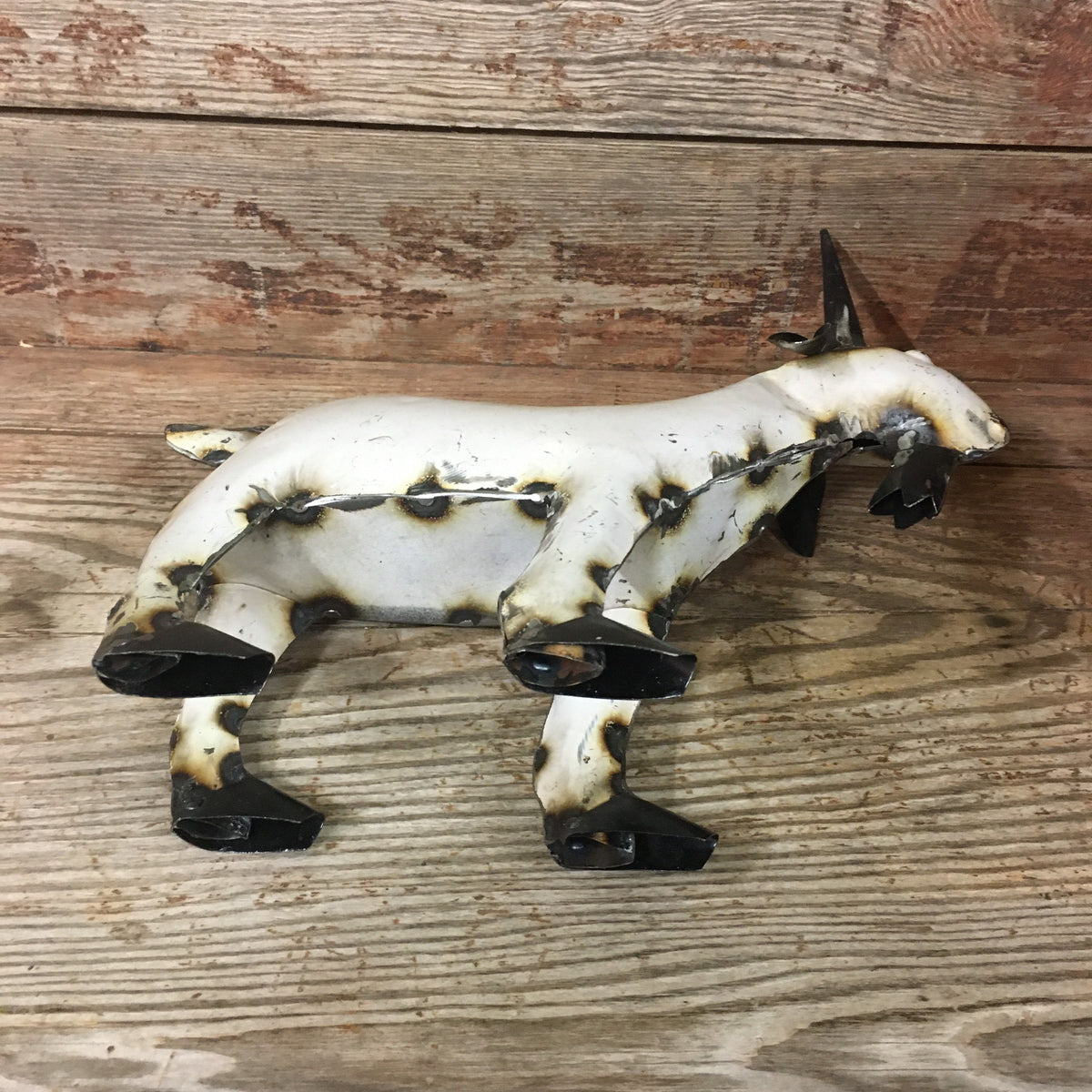 Cute Hand-Made Metal Goat Statue Figurine Folk Art Farmhouse Shic Baby Kid Billy Rustic