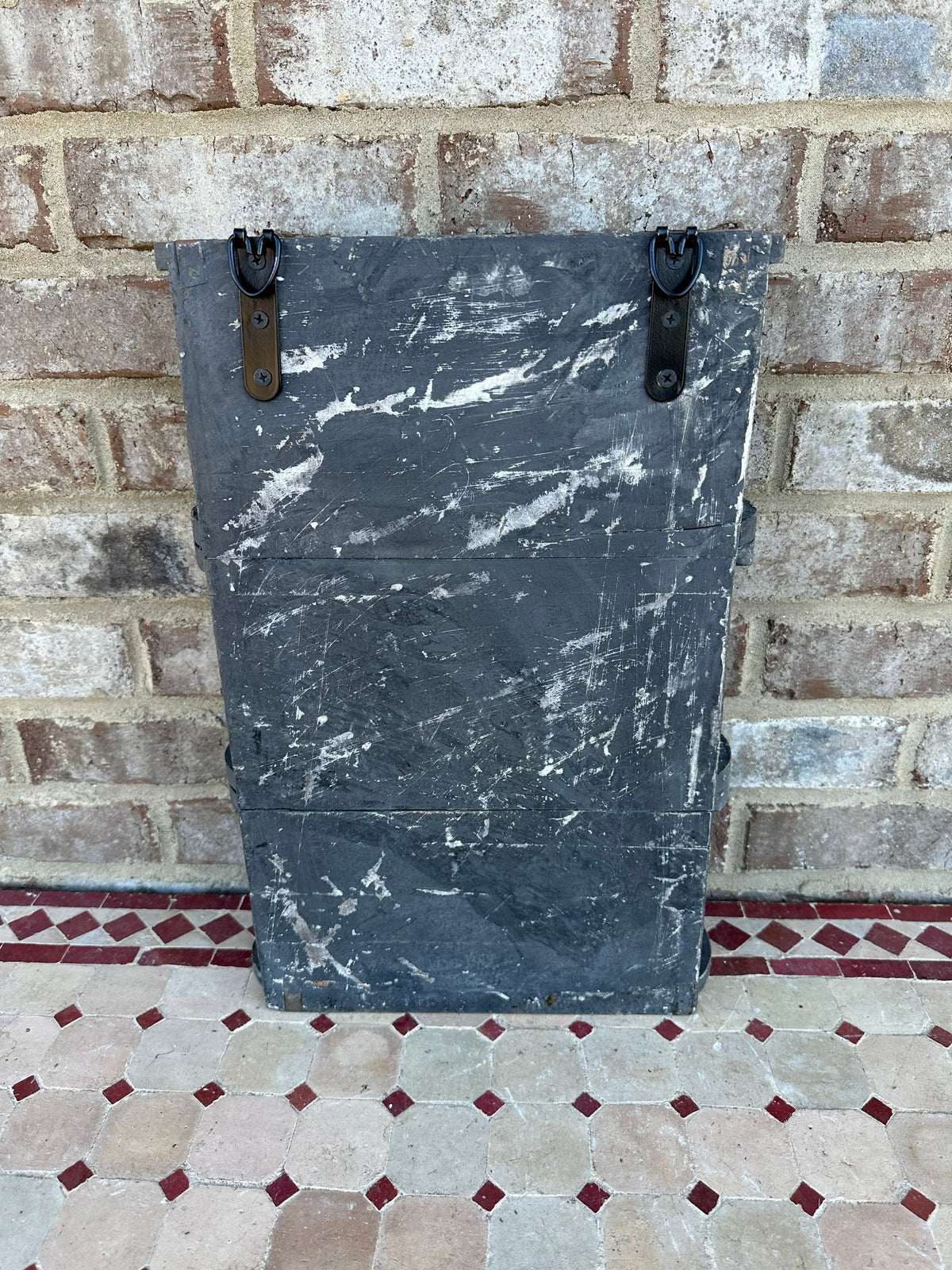 Rustic Three Tier Brick Mold Shelf Farmhouse Antique Style Distressed Box Tray Display Holder Table Black