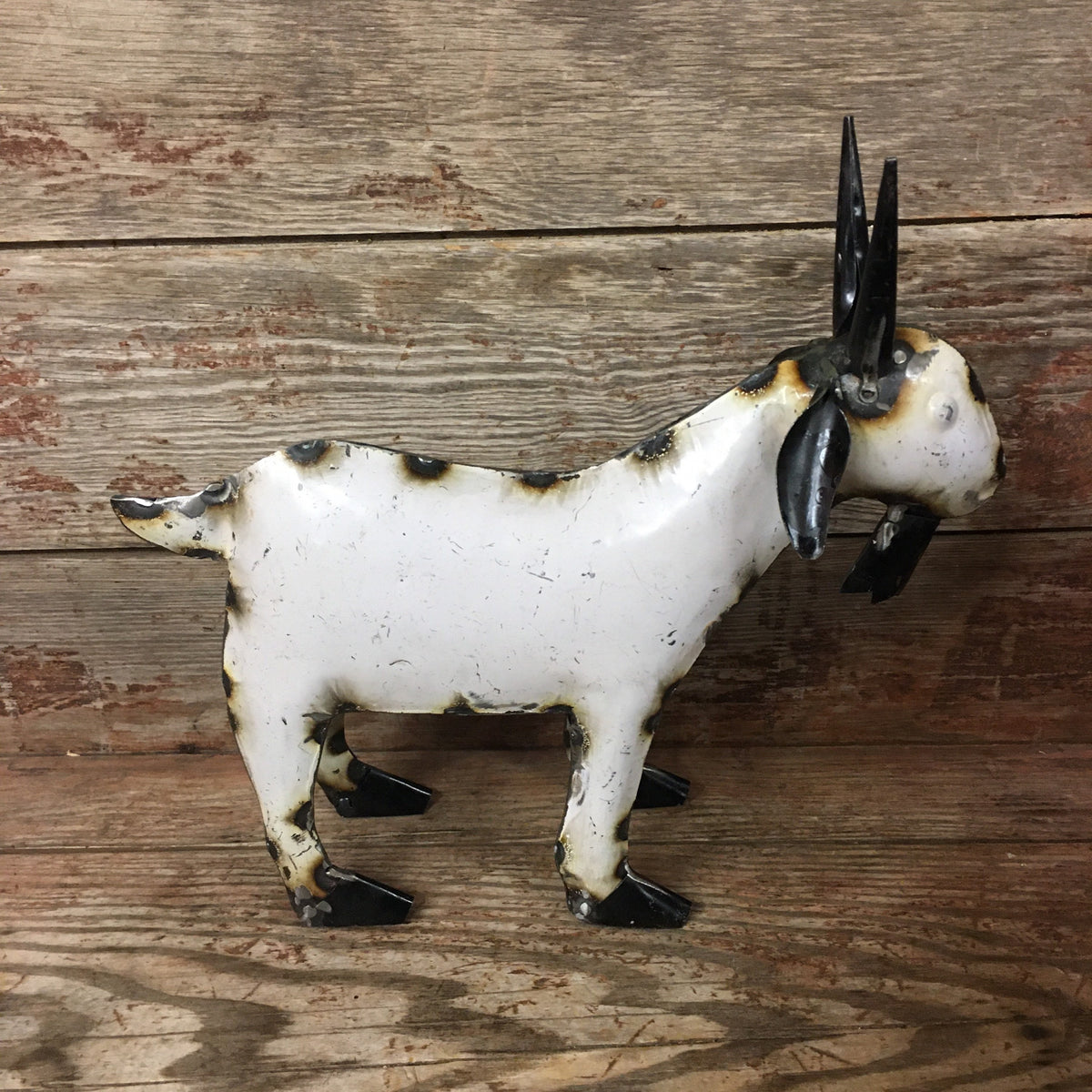 Cute Hand-Made Metal Goat Statue Figurine Folk Art Farmhouse Shic Baby Kid Billy Rustic