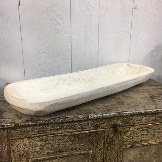 Large Long 29"x9" Skinny Carved Wooden Dough Bowl