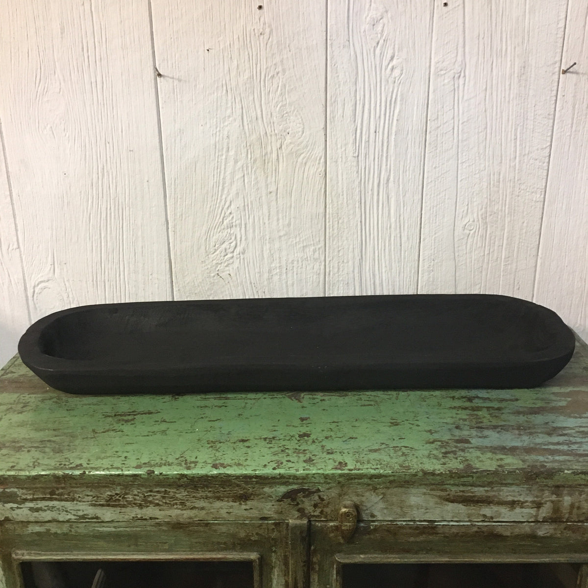Large Long 29"x9" Skinny Carved Wooden Dough Bowl