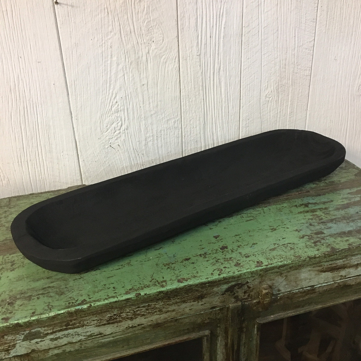 Large Long 29"x9" Skinny Carved Wooden Dough Bowl