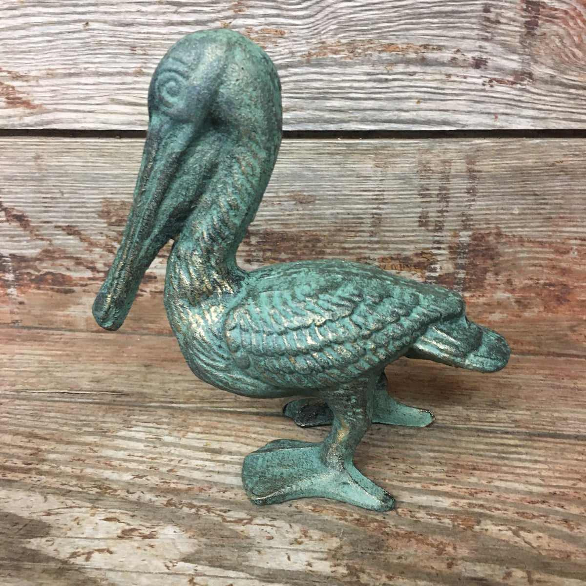 Cast Iron Pelican Statue Lawn Yard Art Bird Beach Nautical Coastal Decor