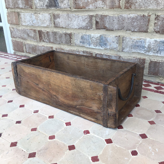 Rustic Primitive Wooden Brick Mold W/ Iron Handles 13x6x4