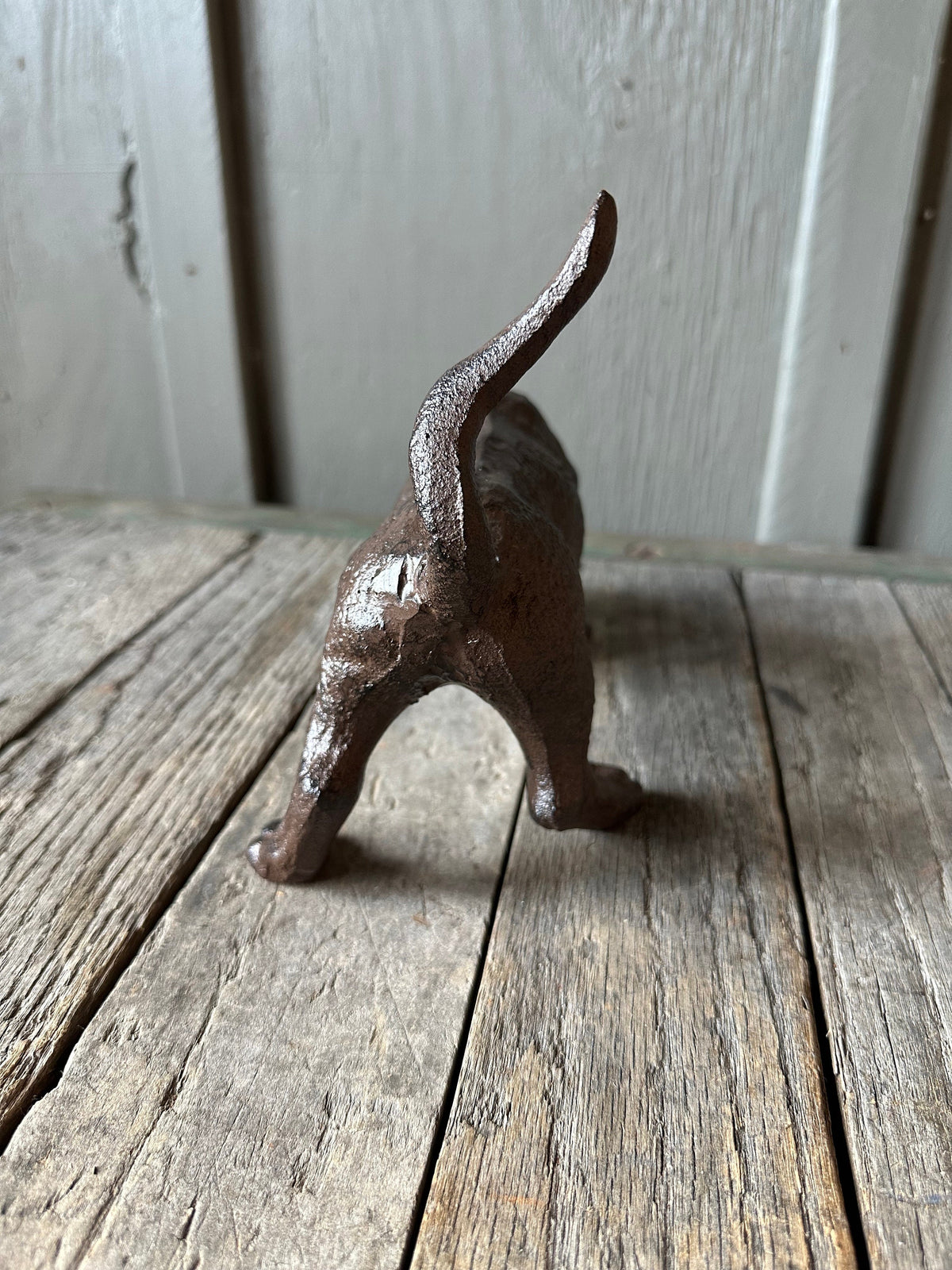 Large Cast Iround Hound Dog Statue - Paperweight Door Stop Puppy Gift Figurine Heavy
