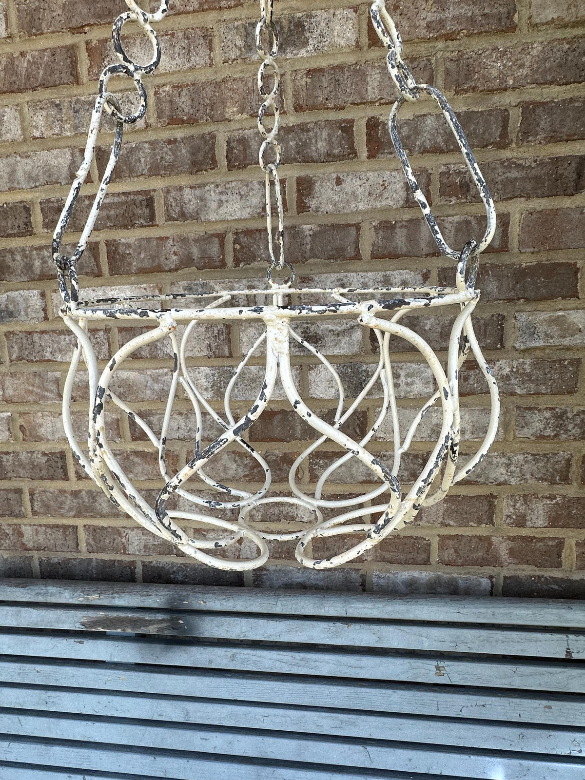 Rustic Hanging Metal Basket Planter Root Garden Yard Porch Art Ornate