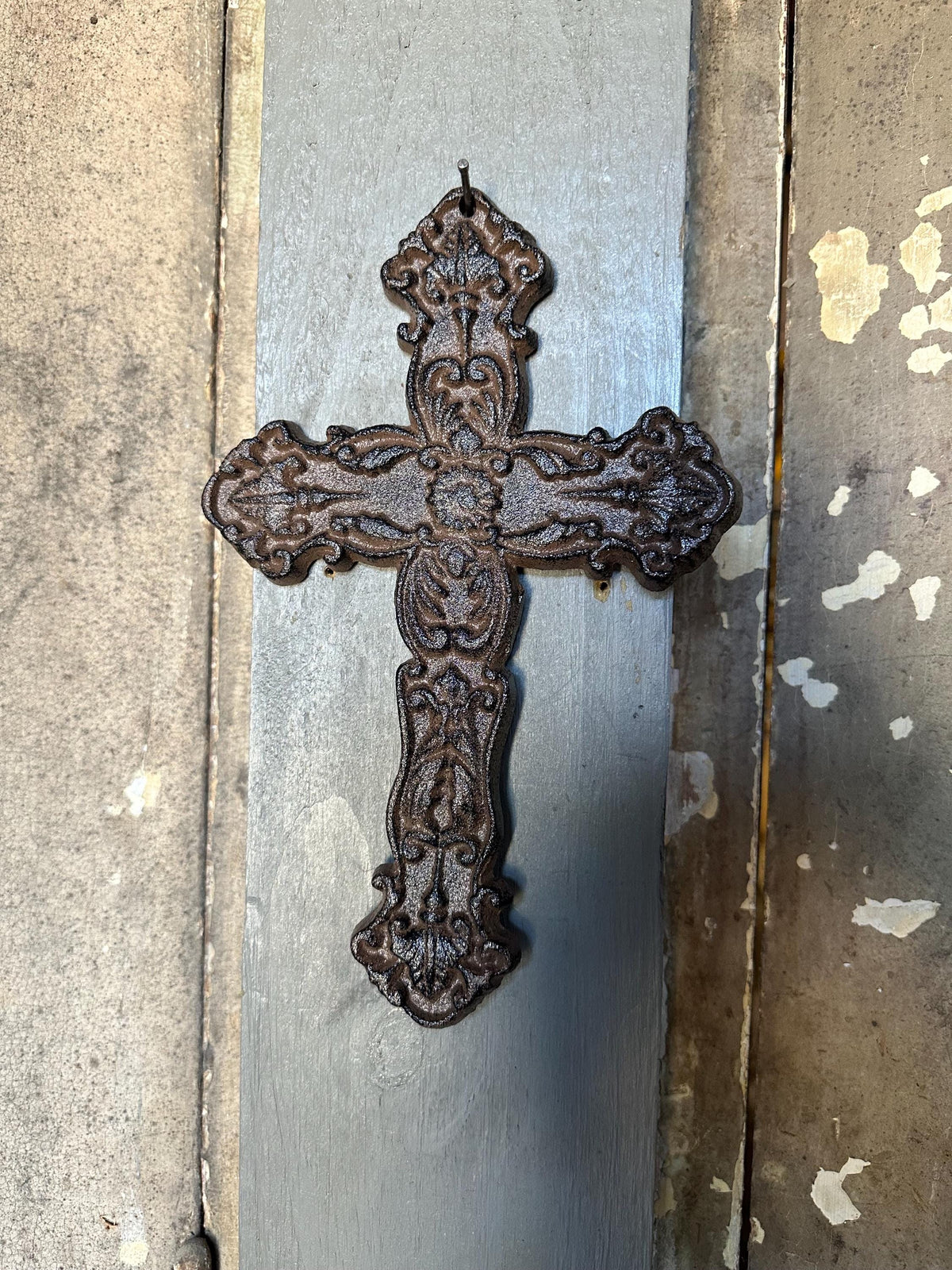 Ornate Cast Iron 10” Cross Wall Hanging
