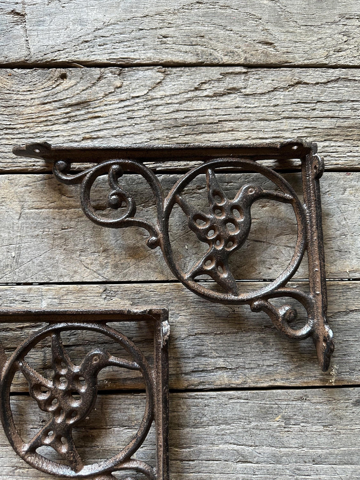 Set Of 2 - Cute Hummingbird Cast Iron Shelf Bracket