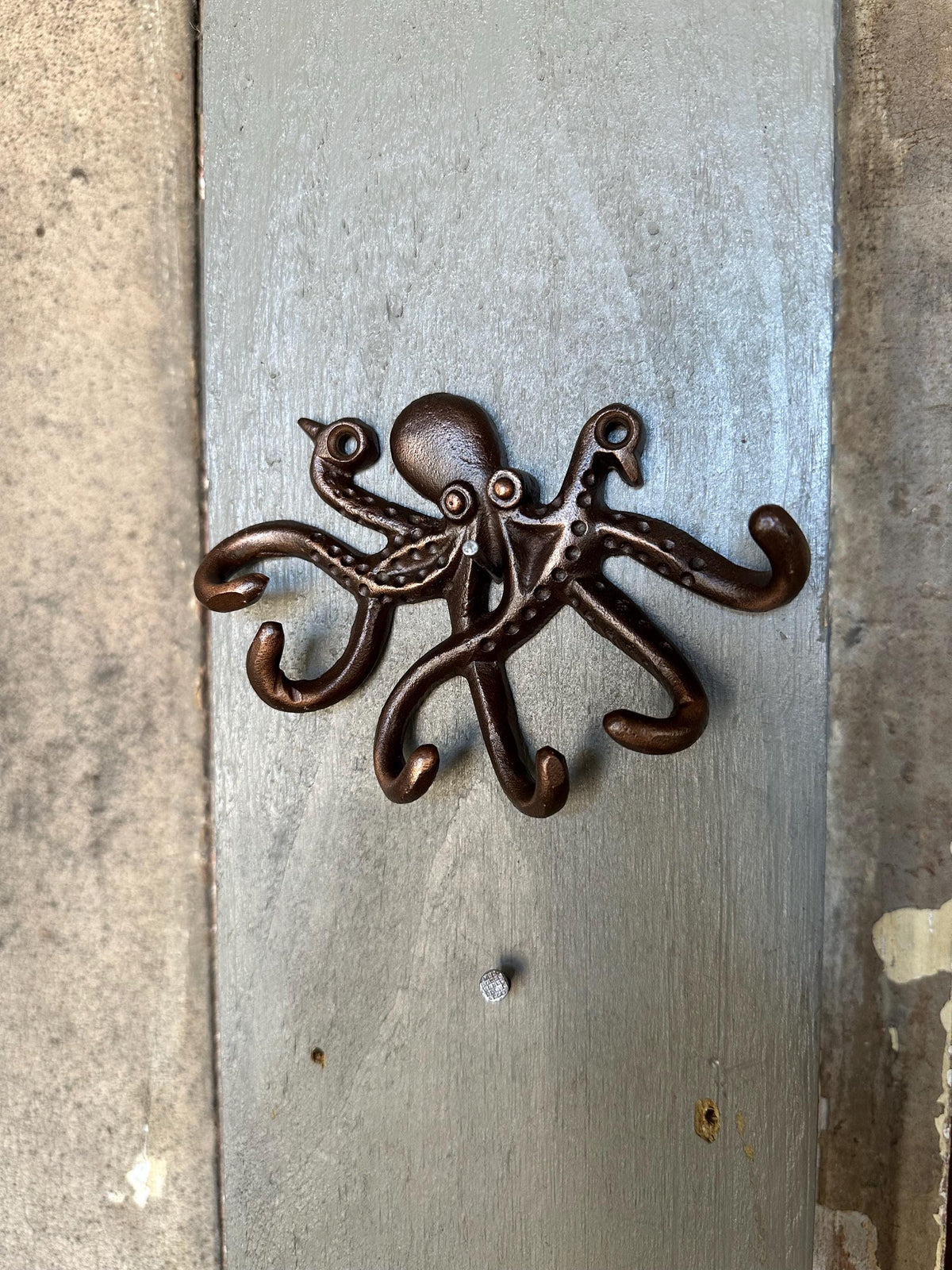 Small Octopus Cast Iron Wall Hanger Hook 5”x3”