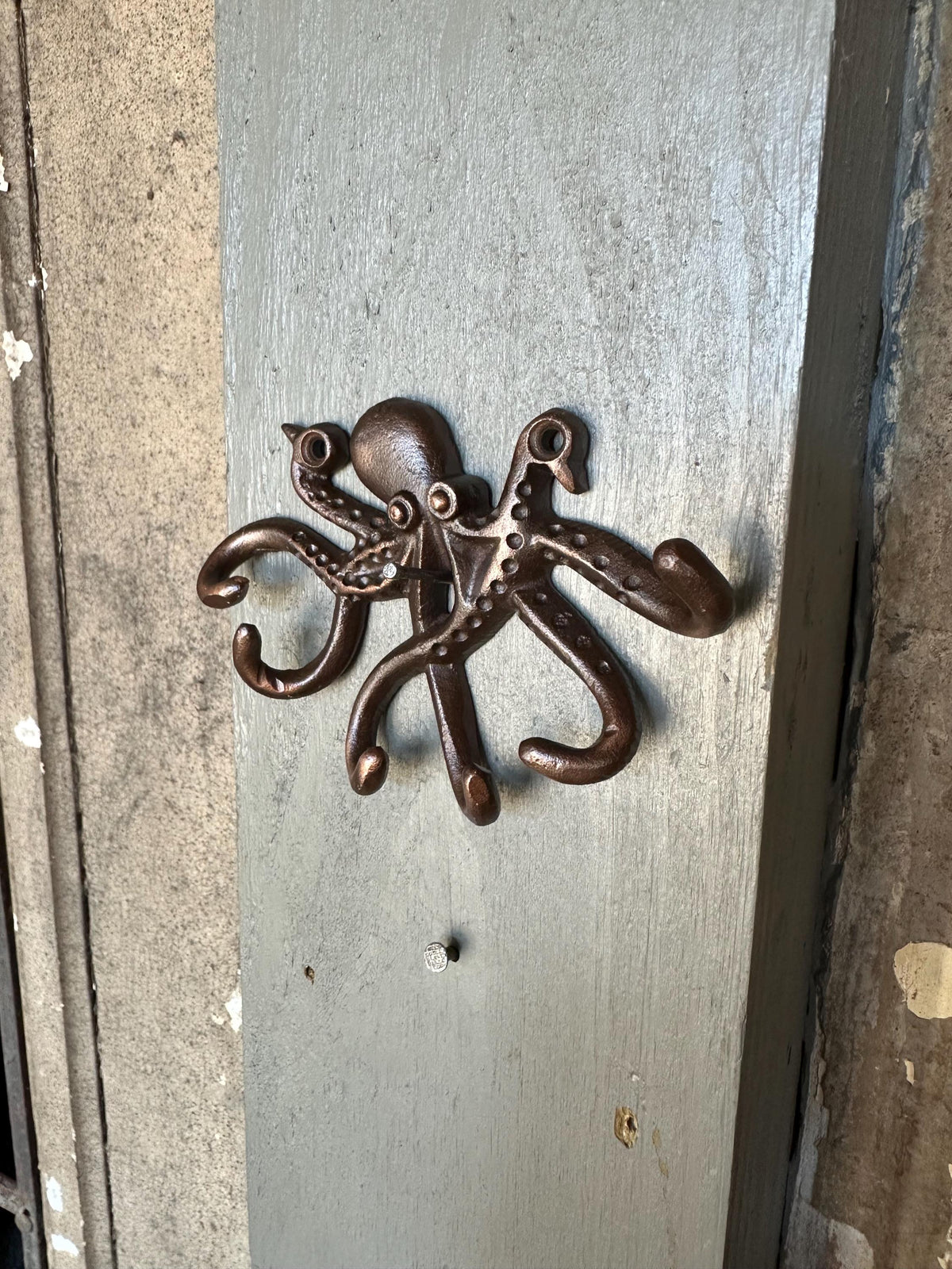 Small Octopus Cast Iron Wall Hanger Hook 5”x3”