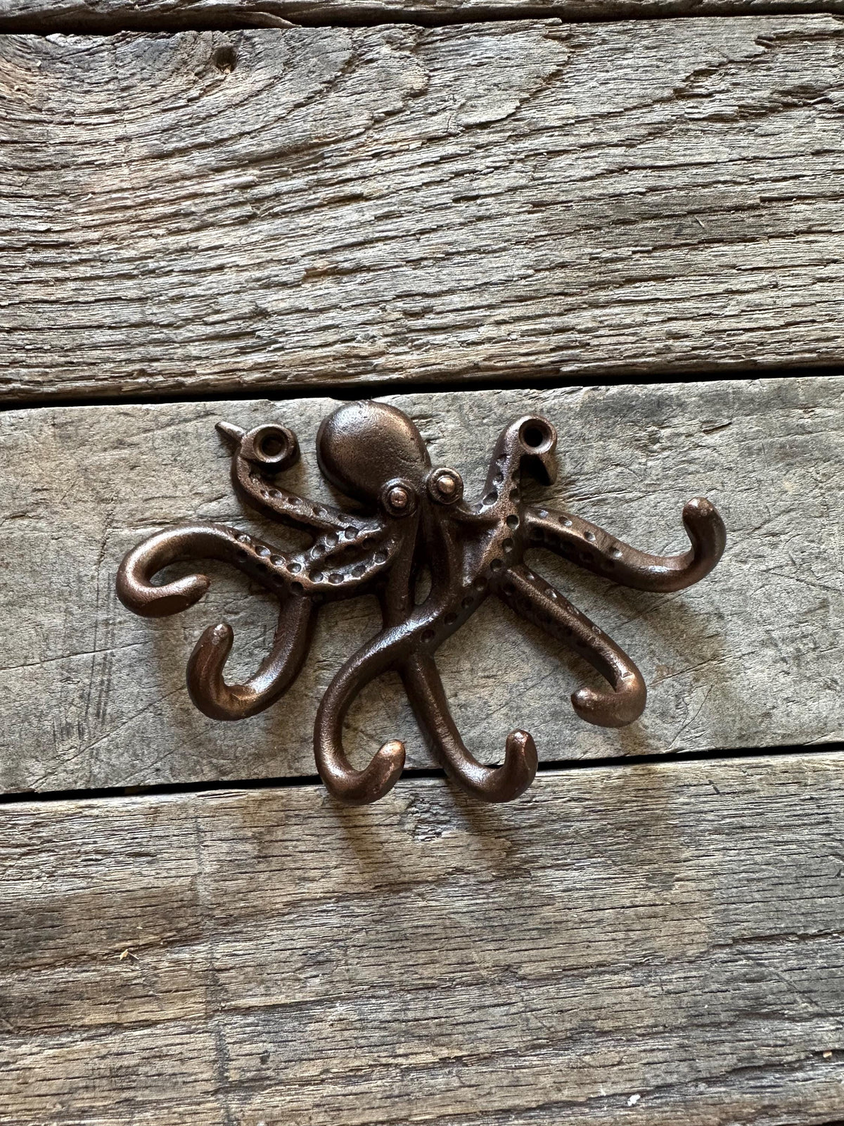 Small Octopus Cast Iron Wall Hanger Hook 5”x3”