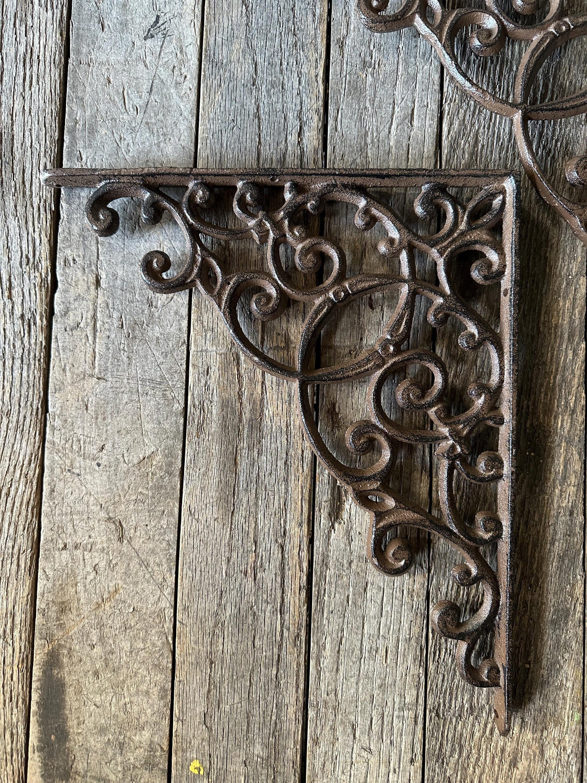 Set Of 2 - 13” x 11” Large Ornate Intricate Cast Iron Shelf Bracket