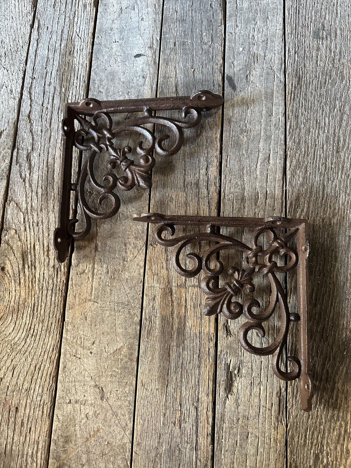 Set Of 2 - 7” x 7” Ornate Intricate Cast Iron Shelf Bracket