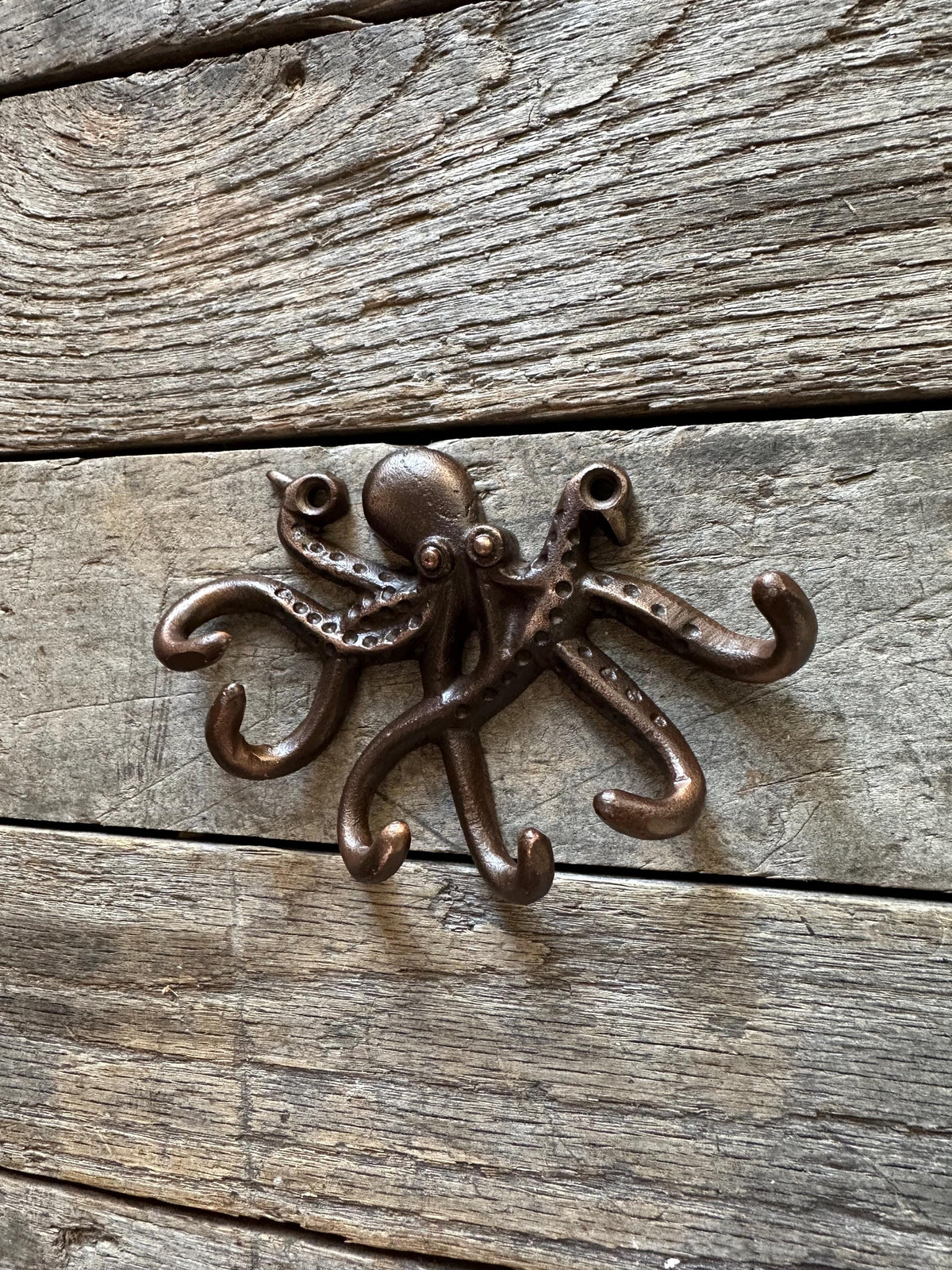 Small Octopus Cast Iron Wall Hanger Hook 5”x3”