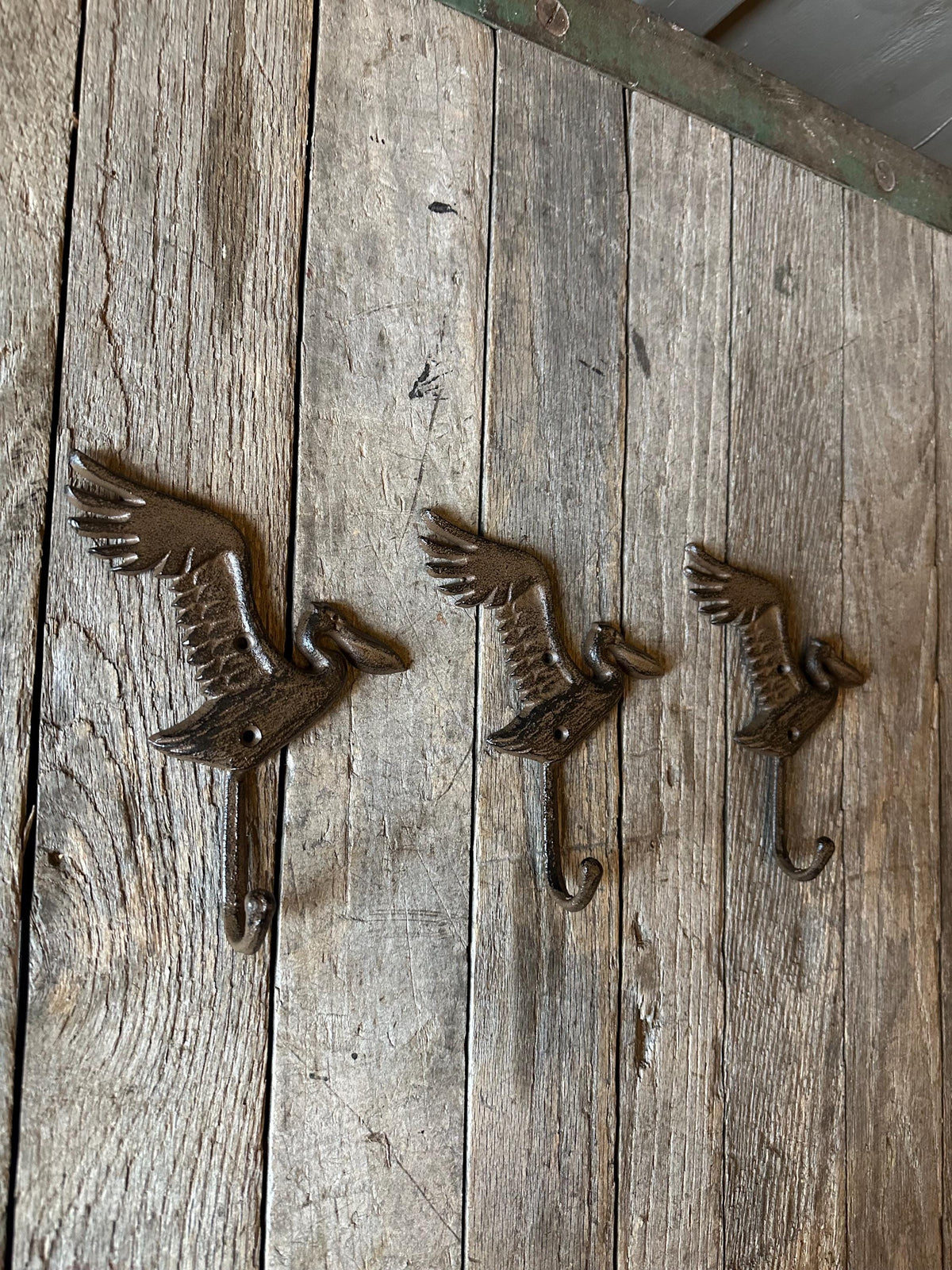 Set Of 3 - Cast Iron Pelican Hanger Hooks
